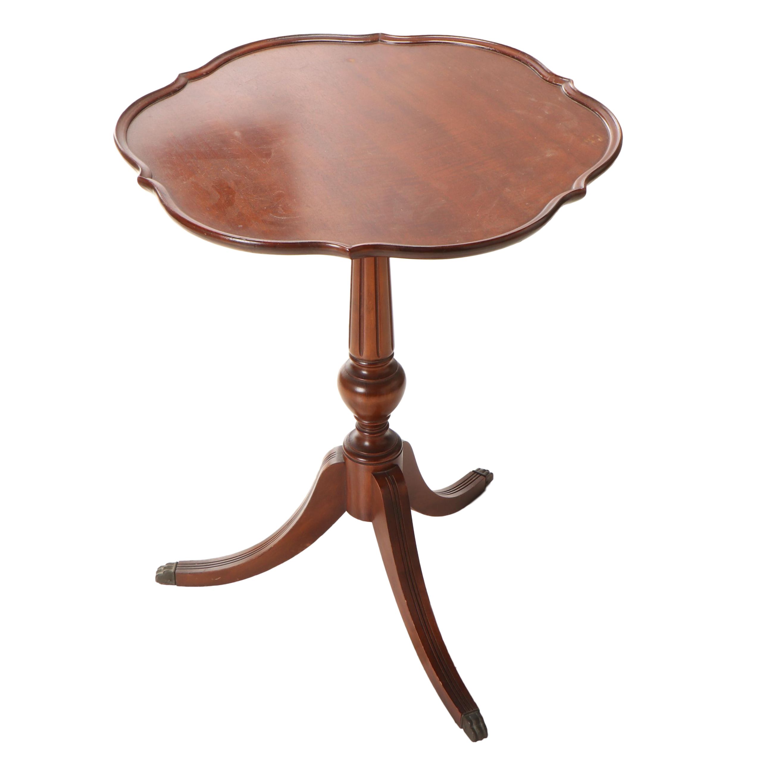 Imperial Duncan Phyfe Style Mahogany Piecrust Birdcage-Action Tripod Table