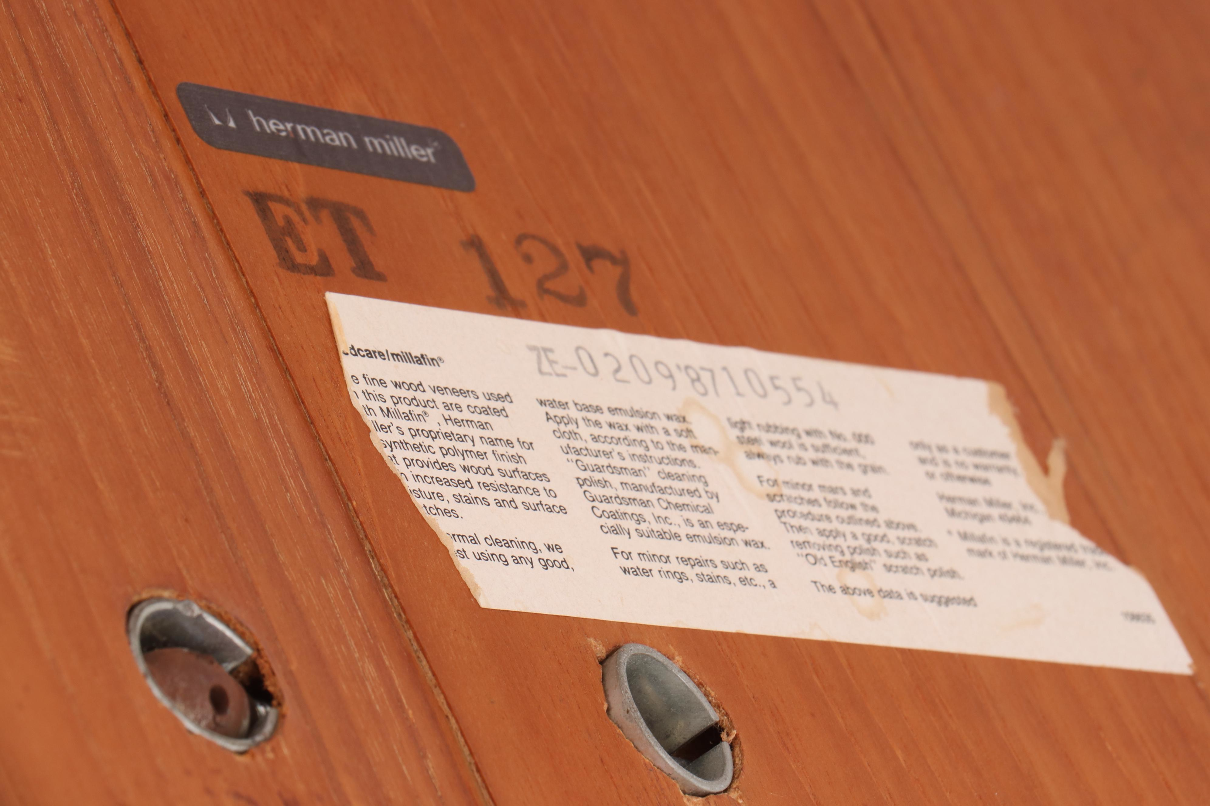 Herman Miller Wood-Veneered and Vinyl Edged Work Dining Table on Associated Base