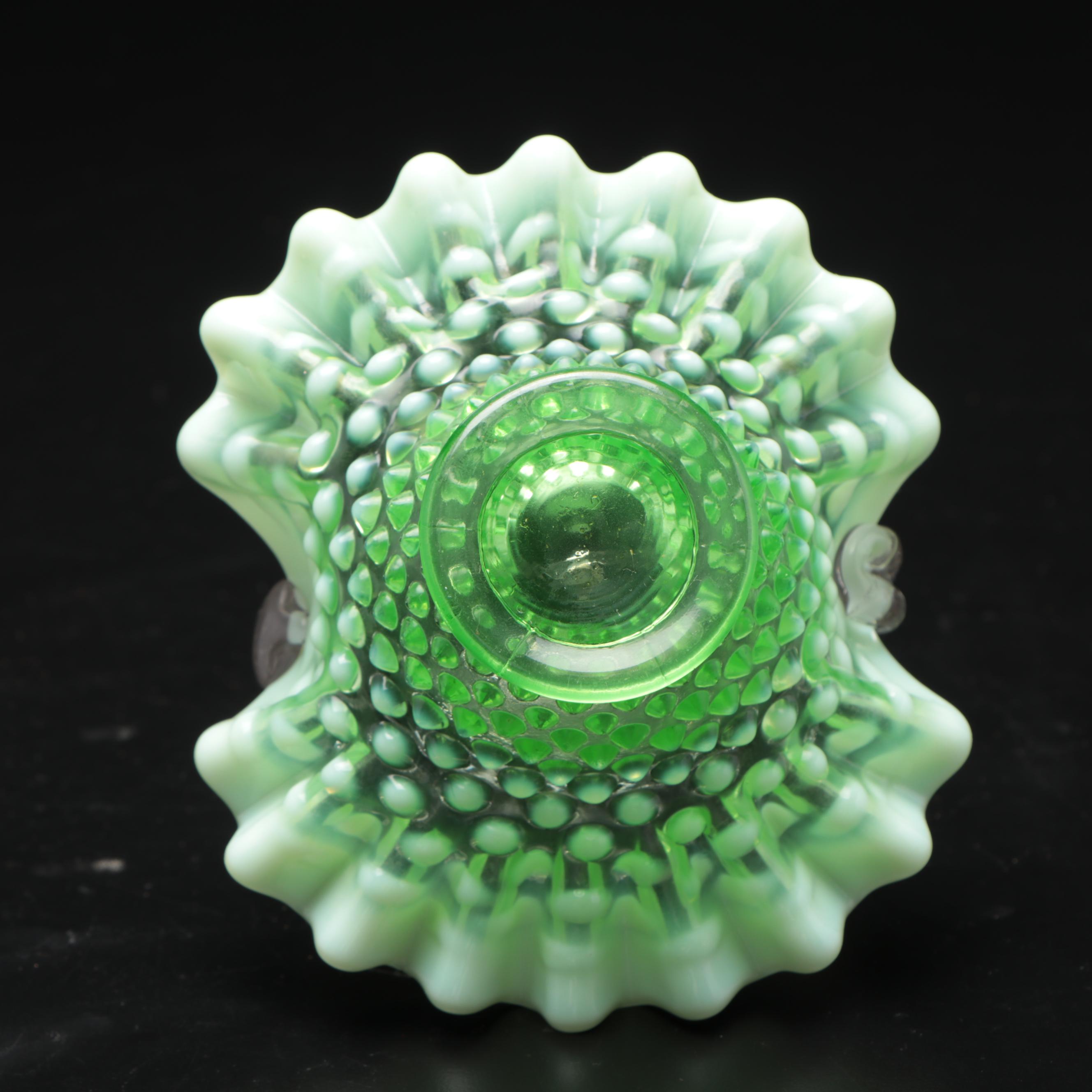 Ruffle Edge Colored Glass Candy Dish Baskets, Mid-20th Century