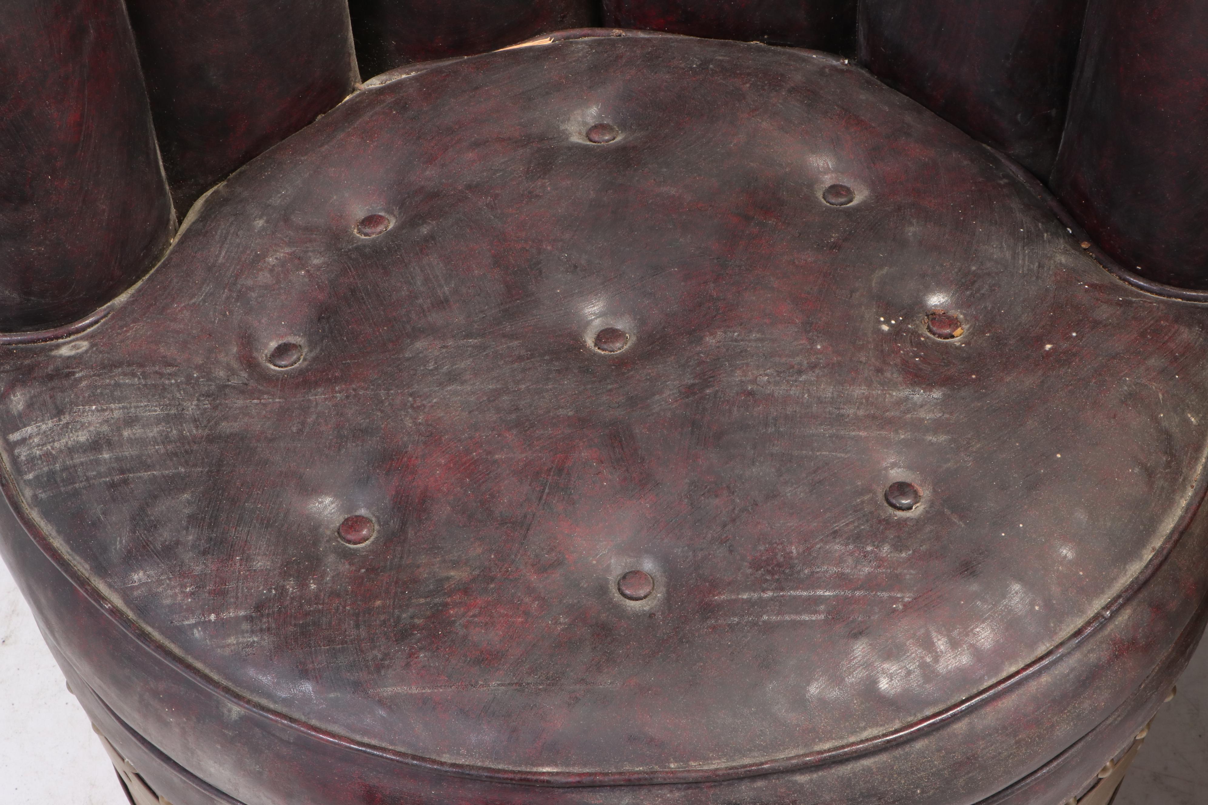 Whiskey Barrel Vinyl Upholstered Tub Chairs, Mid to Late 20th Century