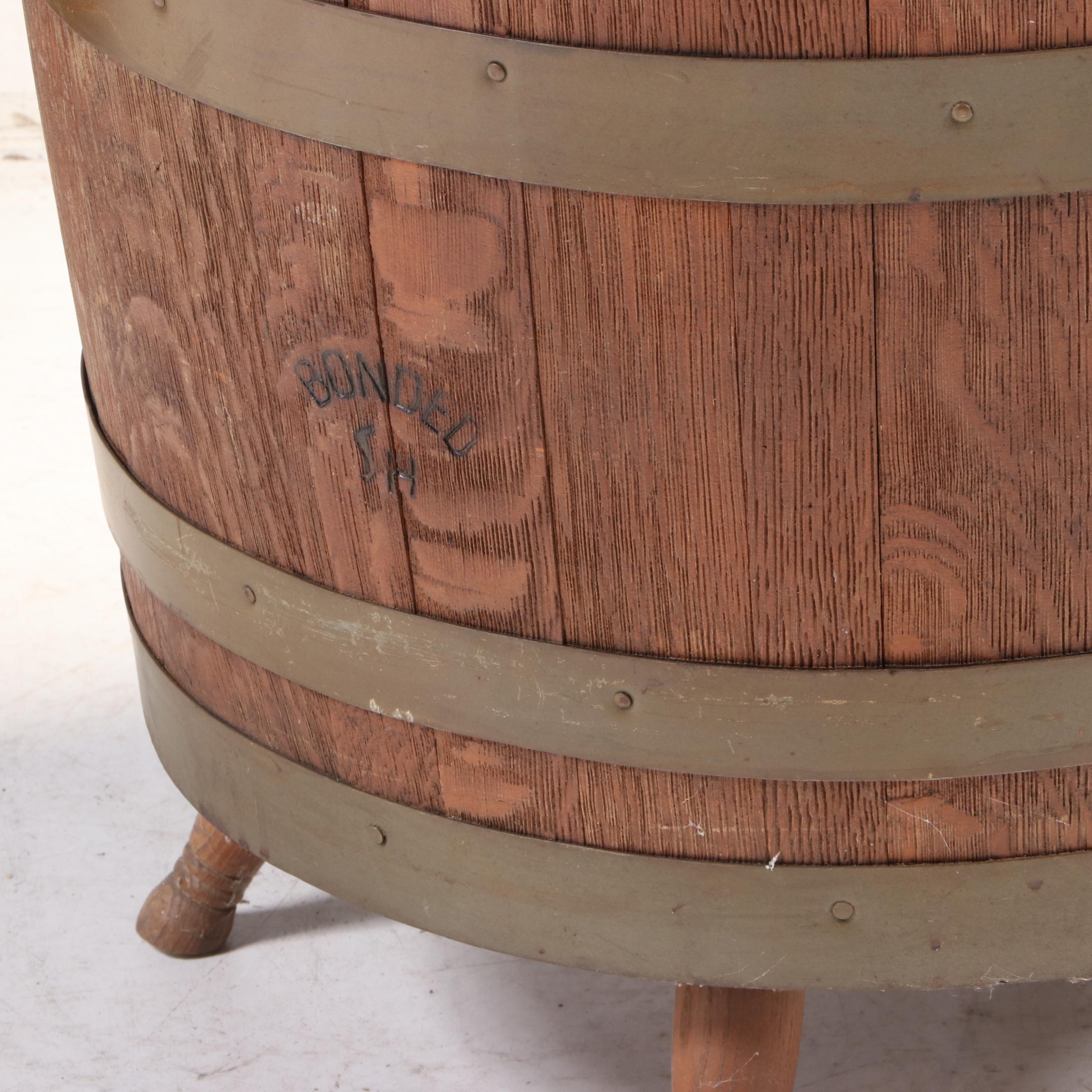 Whiskey Barrel Vinyl Upholstered Tub Chairs, Mid to Late 20th Century