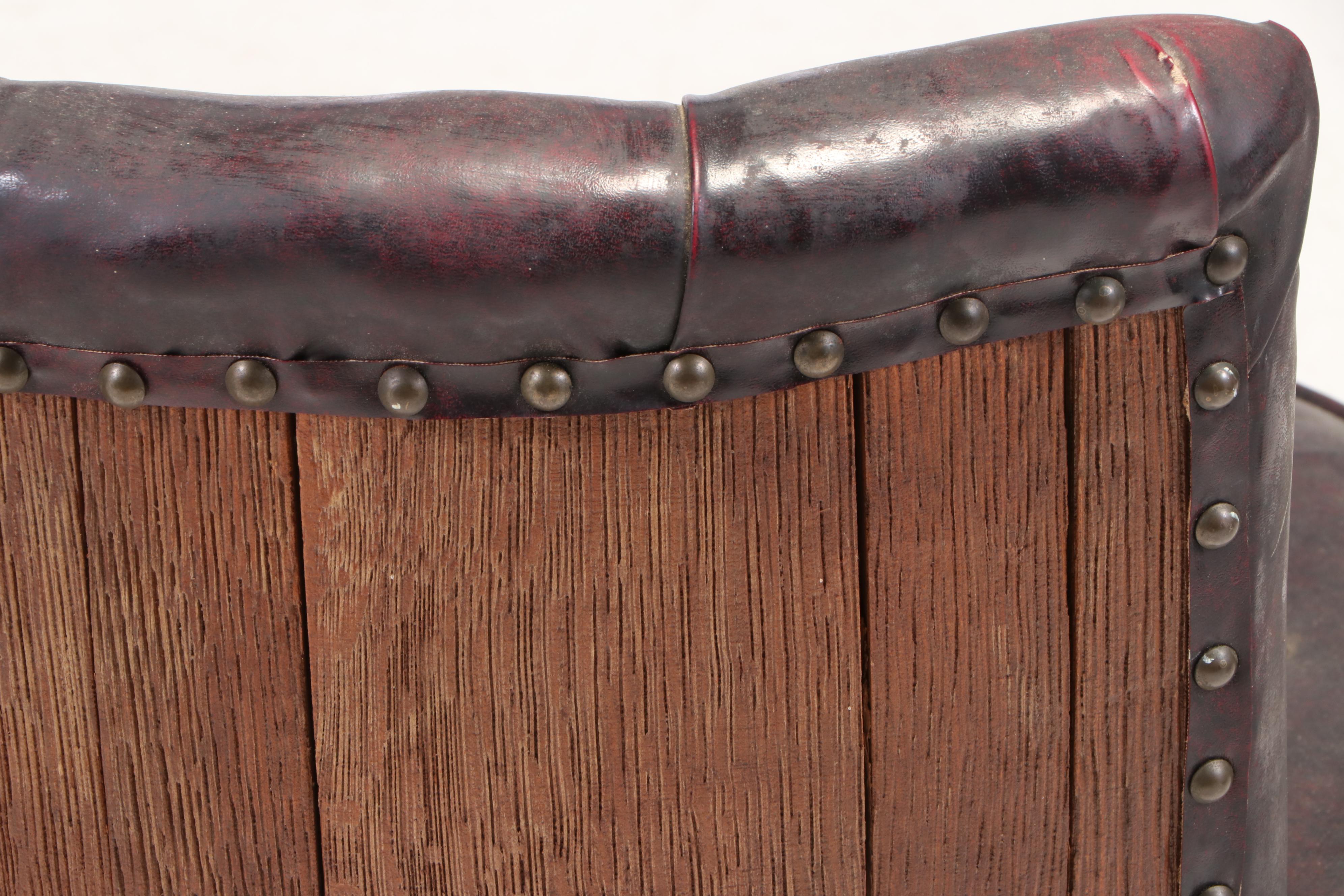 Whiskey Barrel Vinyl Upholstered Tub Chairs, Mid to Late 20th Century