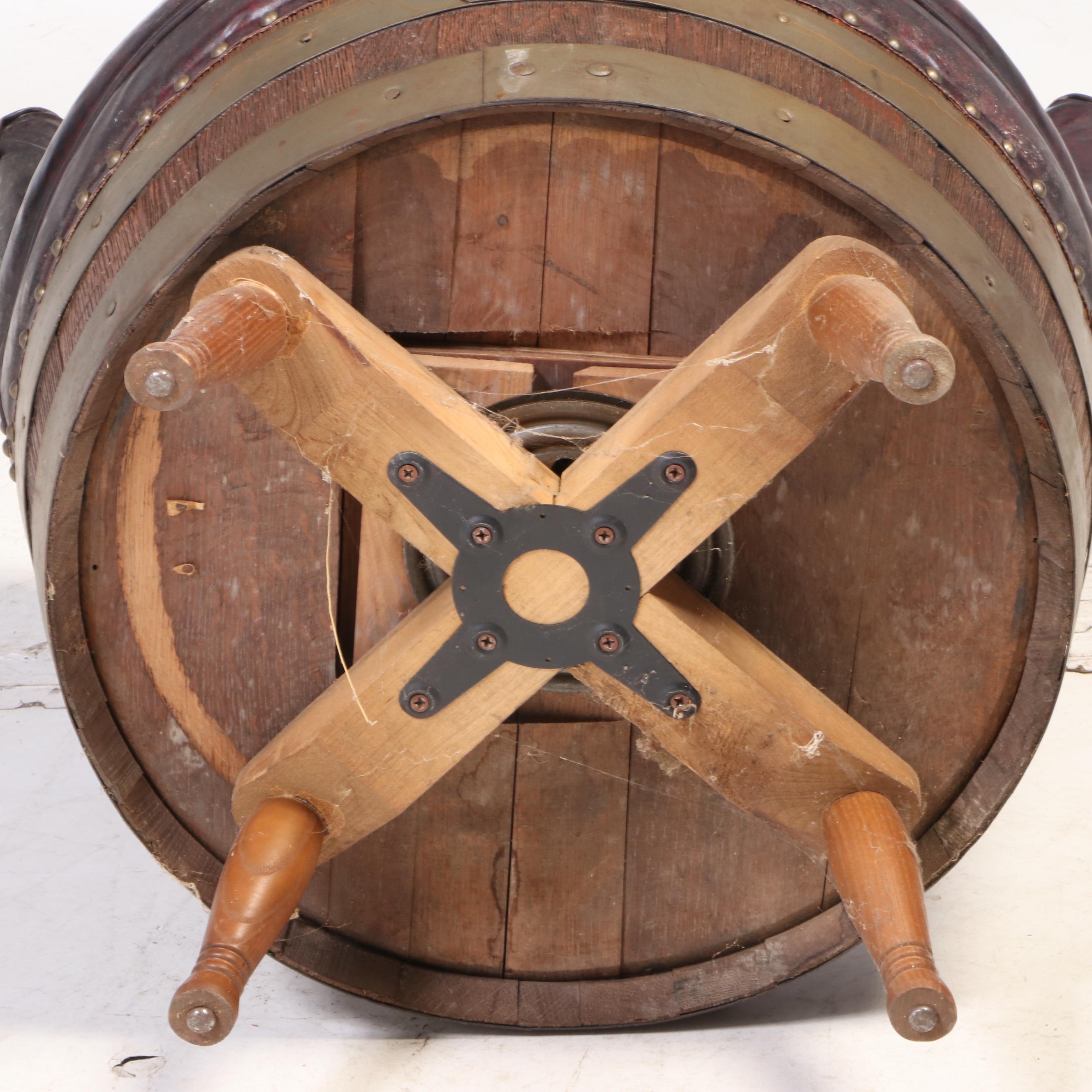 Whiskey Barrel Vinyl Upholstered Tub Chairs, Mid to Late 20th Century