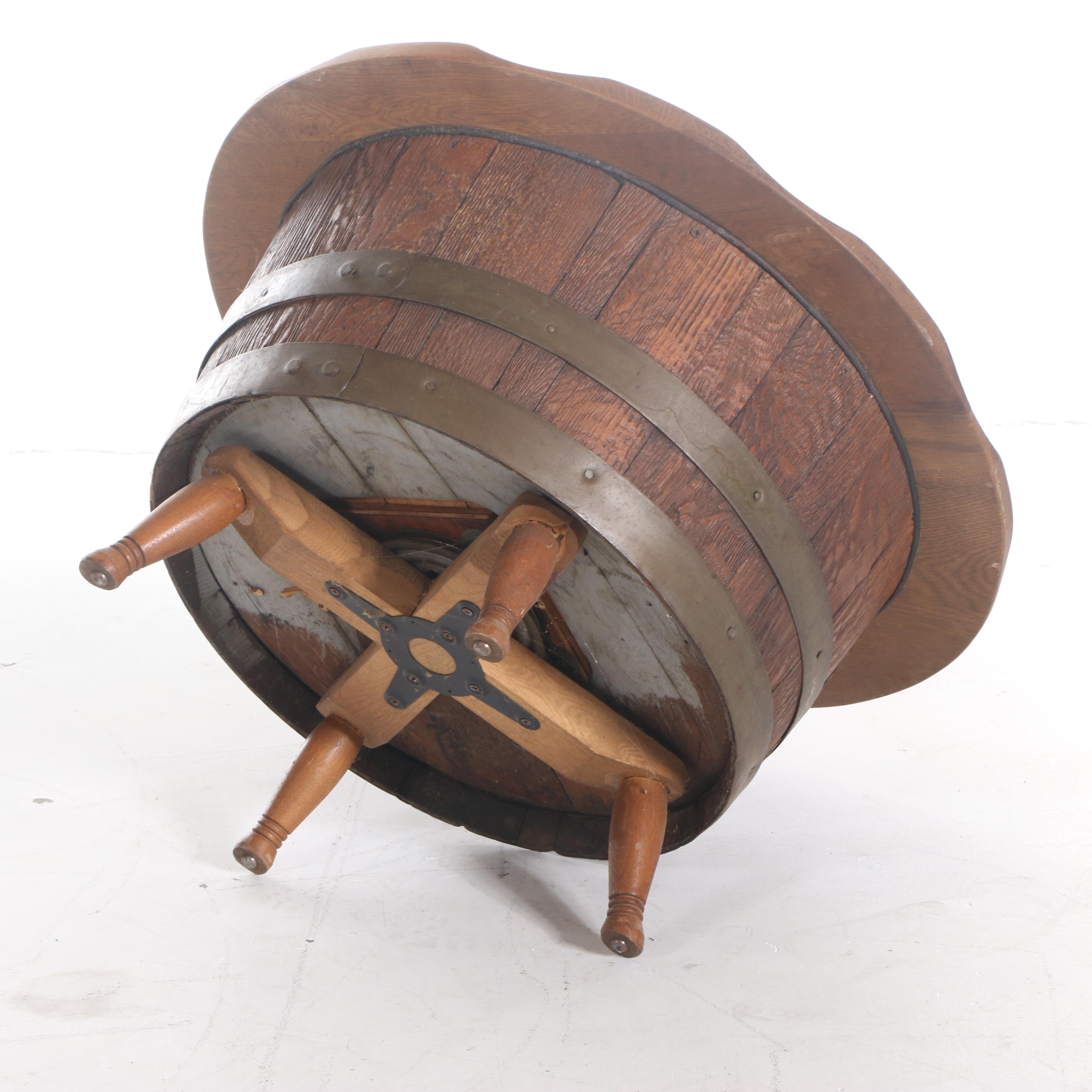 Oak Whiskey Barrel Storage Coffee Table, Mid-20th Century