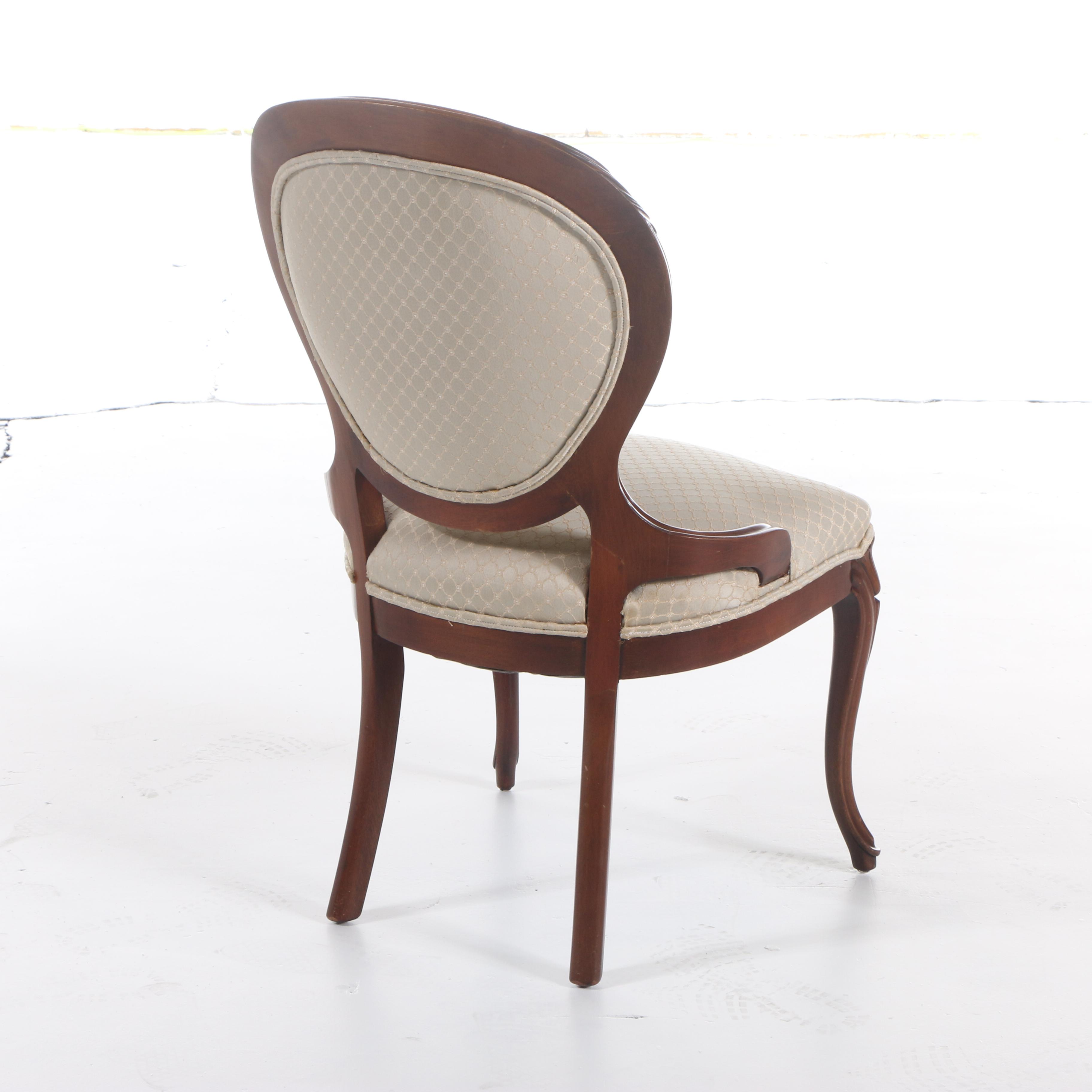 Victorian Style Carved Walnut Upholstered Side Chair, 20th Century