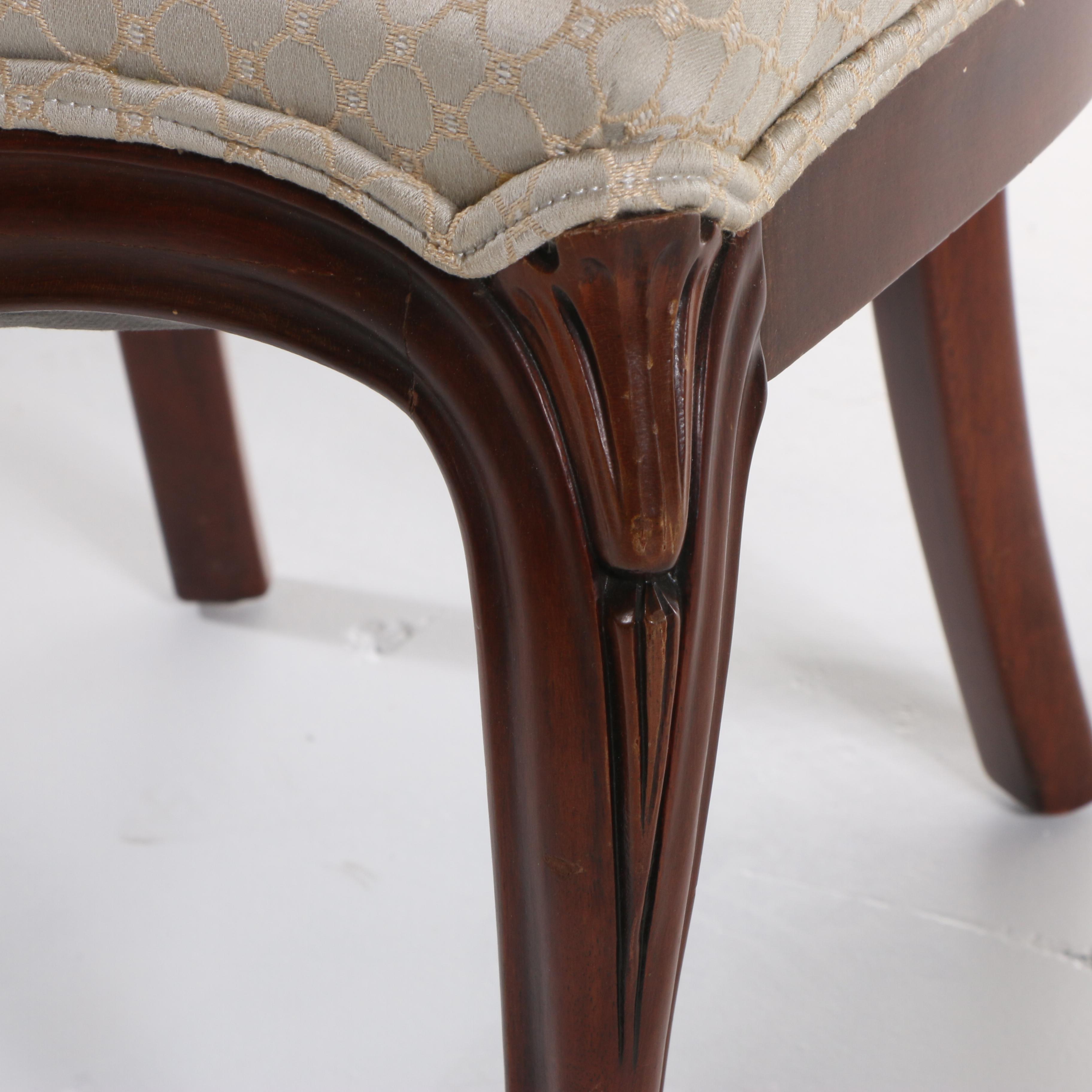 Victorian Style Carved Walnut Upholstered Side Chair, 20th Century