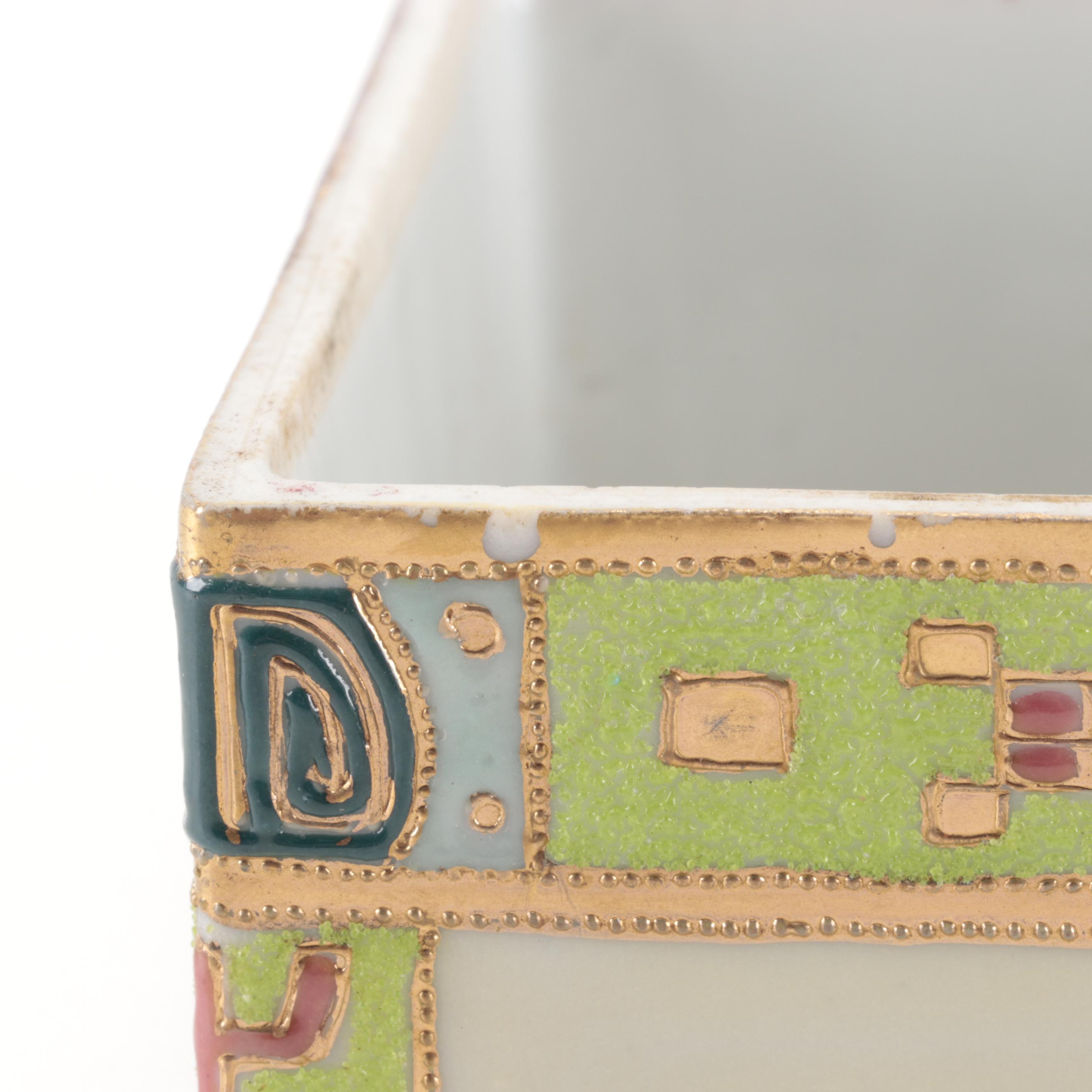 Noritake Nippon Moriage Decorated Porcelain Box and Kutani Pinch Bowl