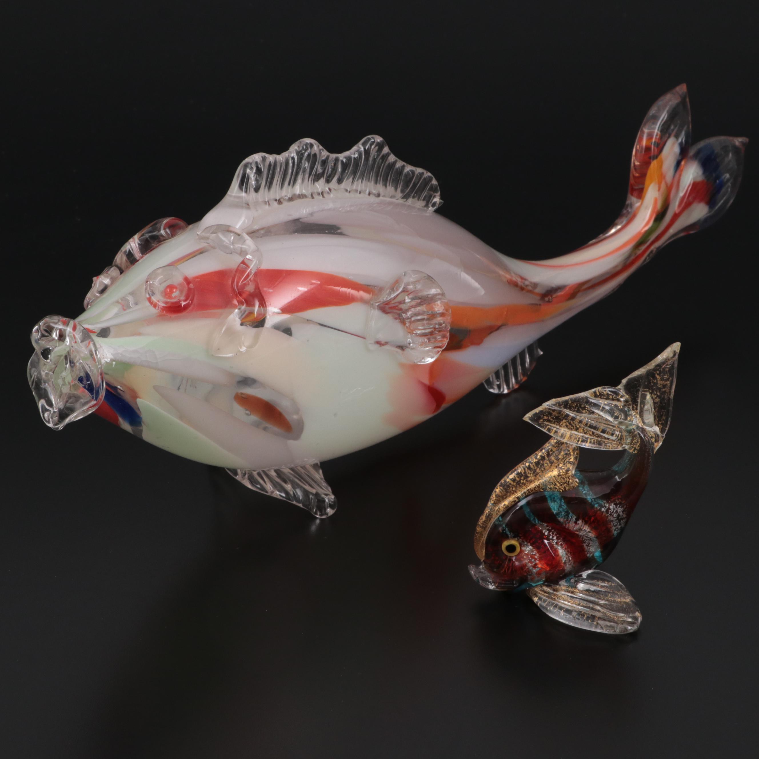 Handblown Murano Glass Koi and Tropical Fish Figures