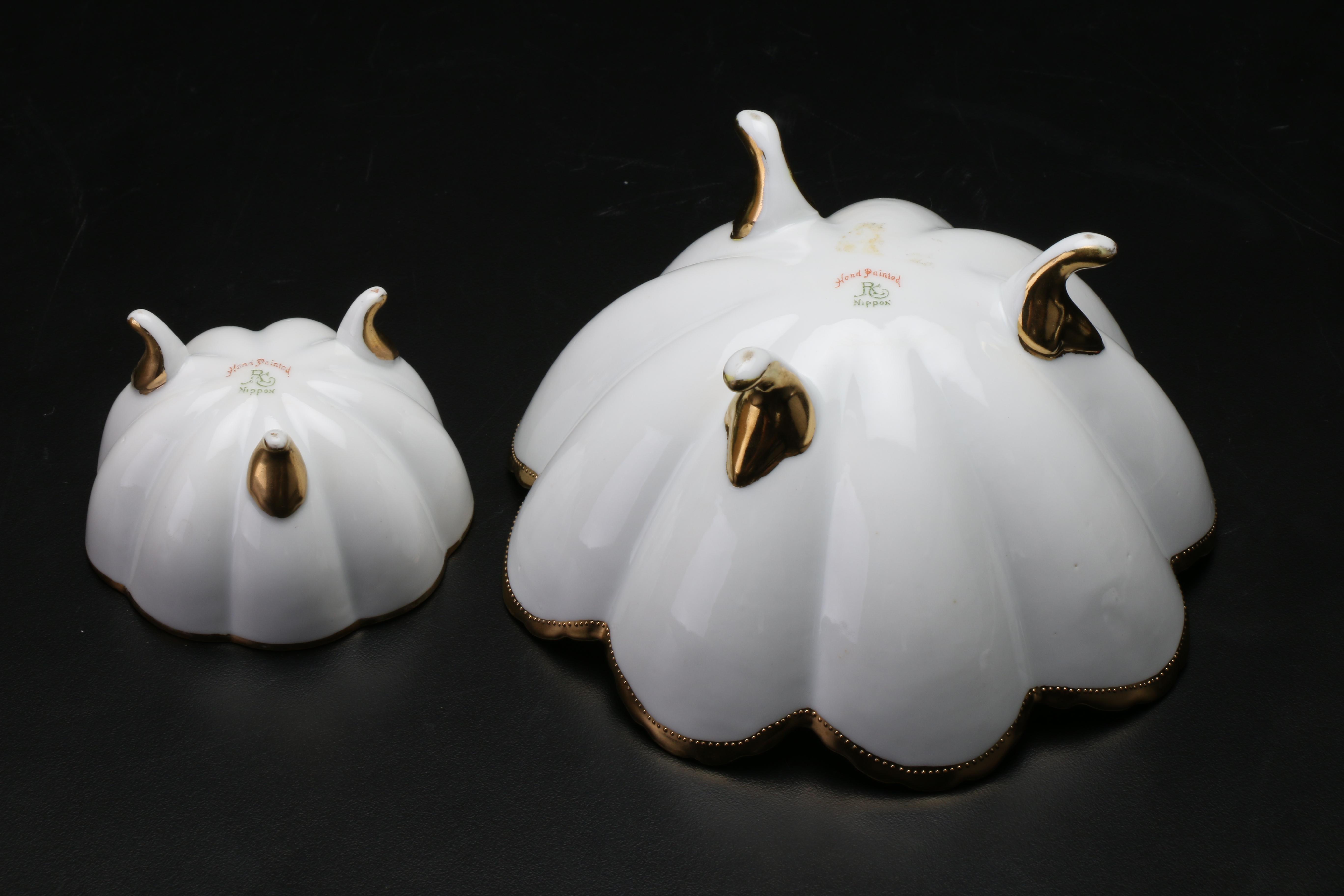 Royal Crockery Nippon Japanese Gold-Trimmed Porcelain Dish and Serving Bowls