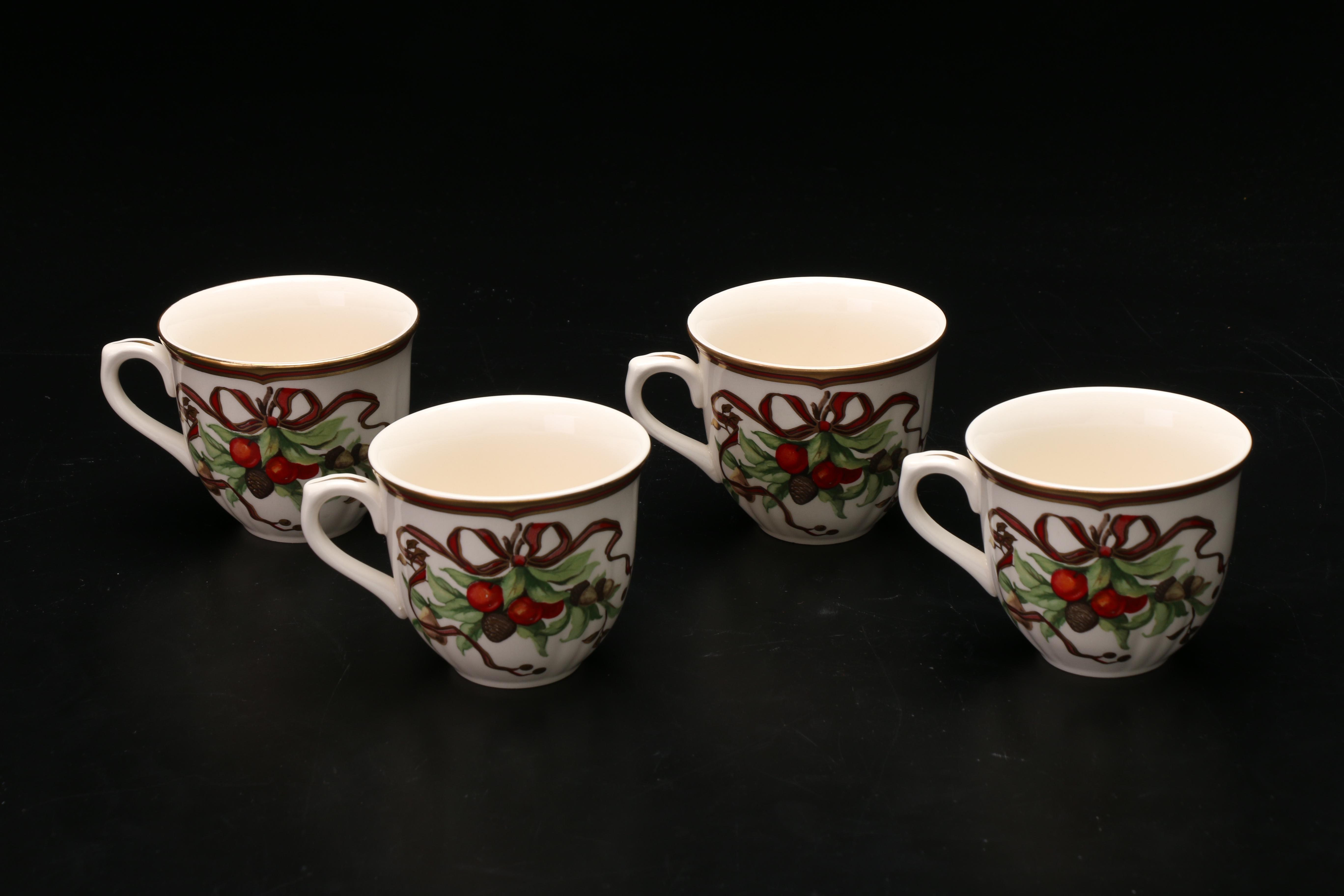 Tiffany & Co. "Tiffany Garland" Ceramic Teacups and Saucers