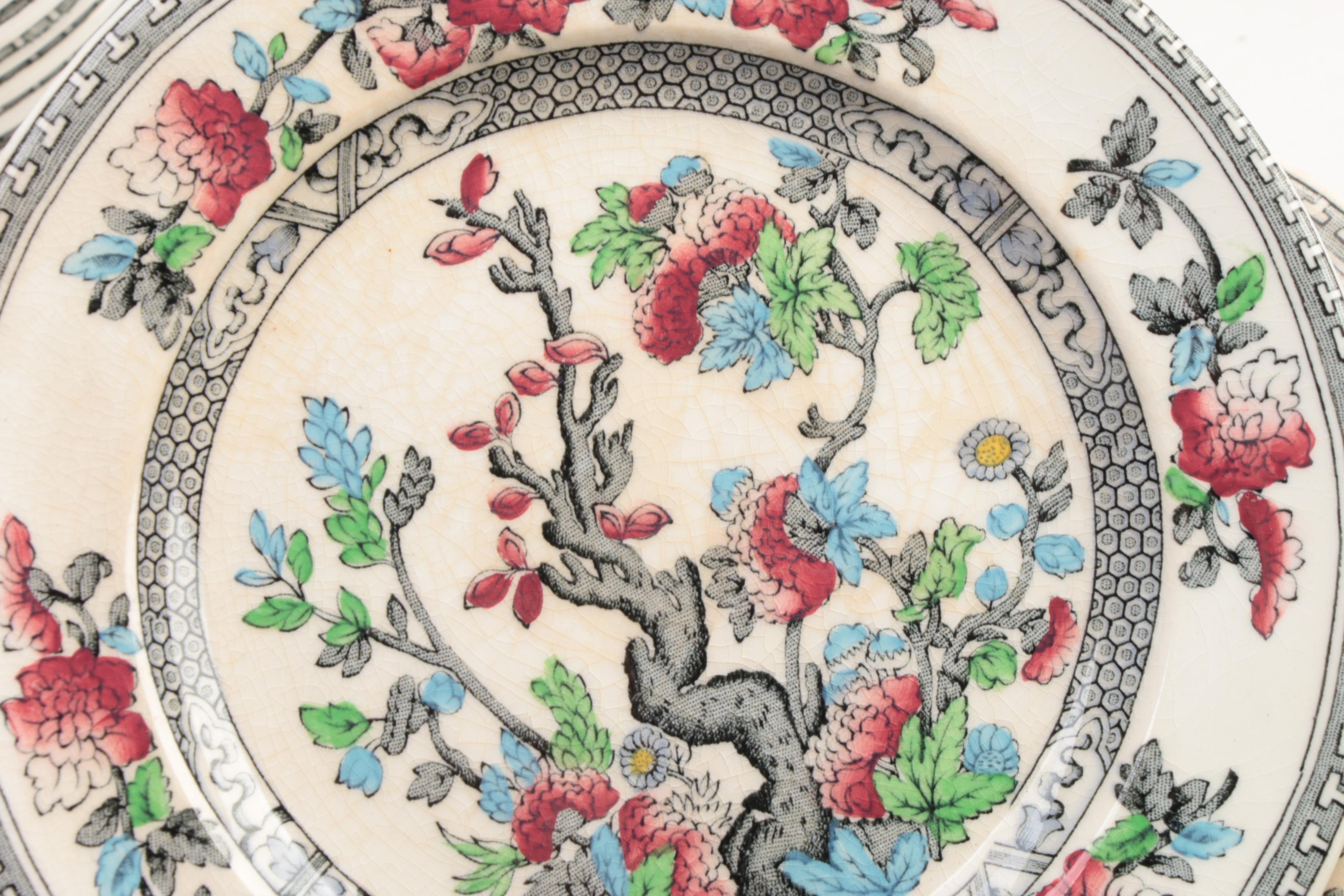 Wood & Sons "Indian Tree" Ironstone Dinnerware, Early to Mid 20th Century