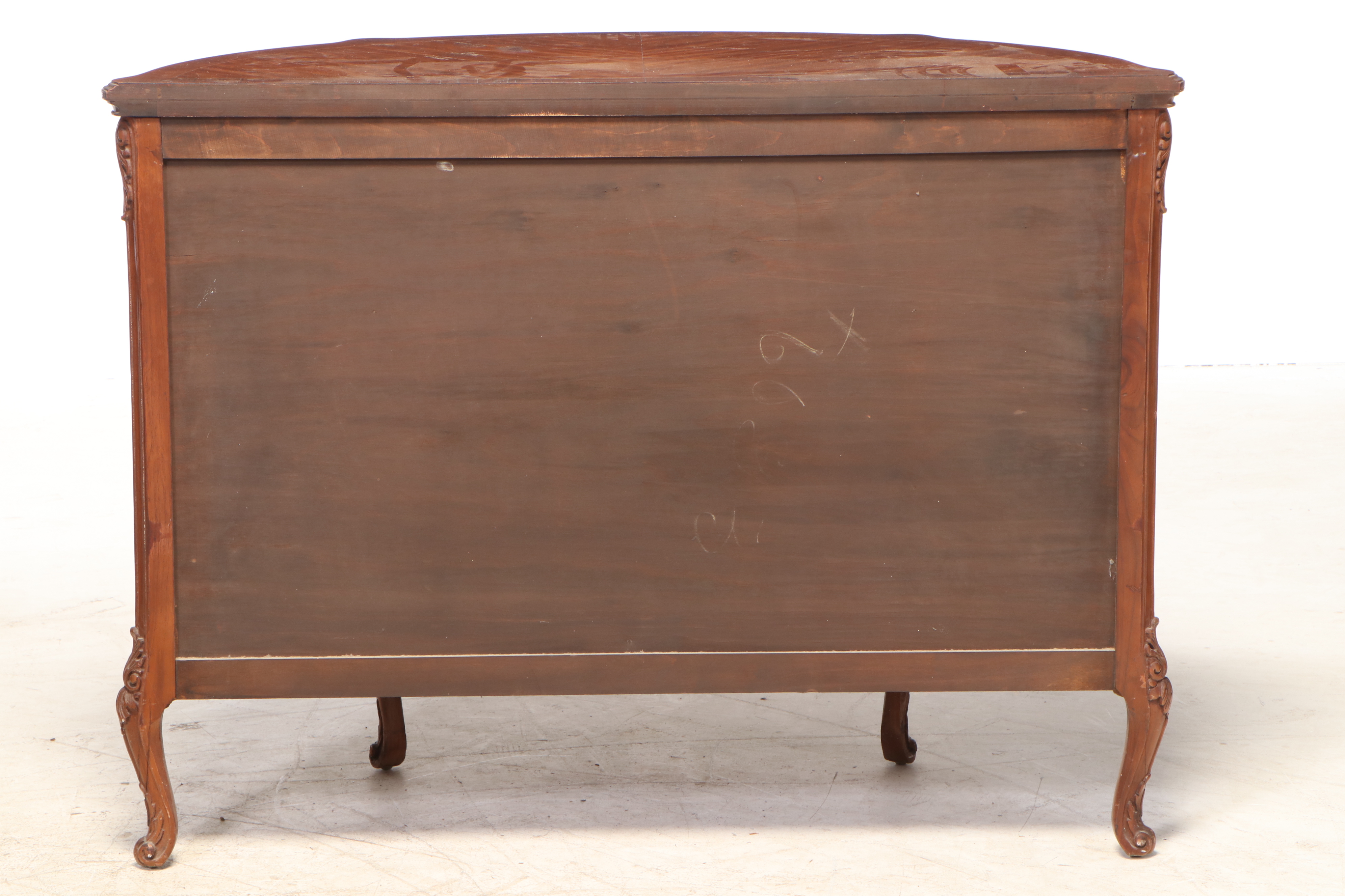 George III Style Carved and Inlaid Satinwood Demi-Lune Cabinet, Circa 1940