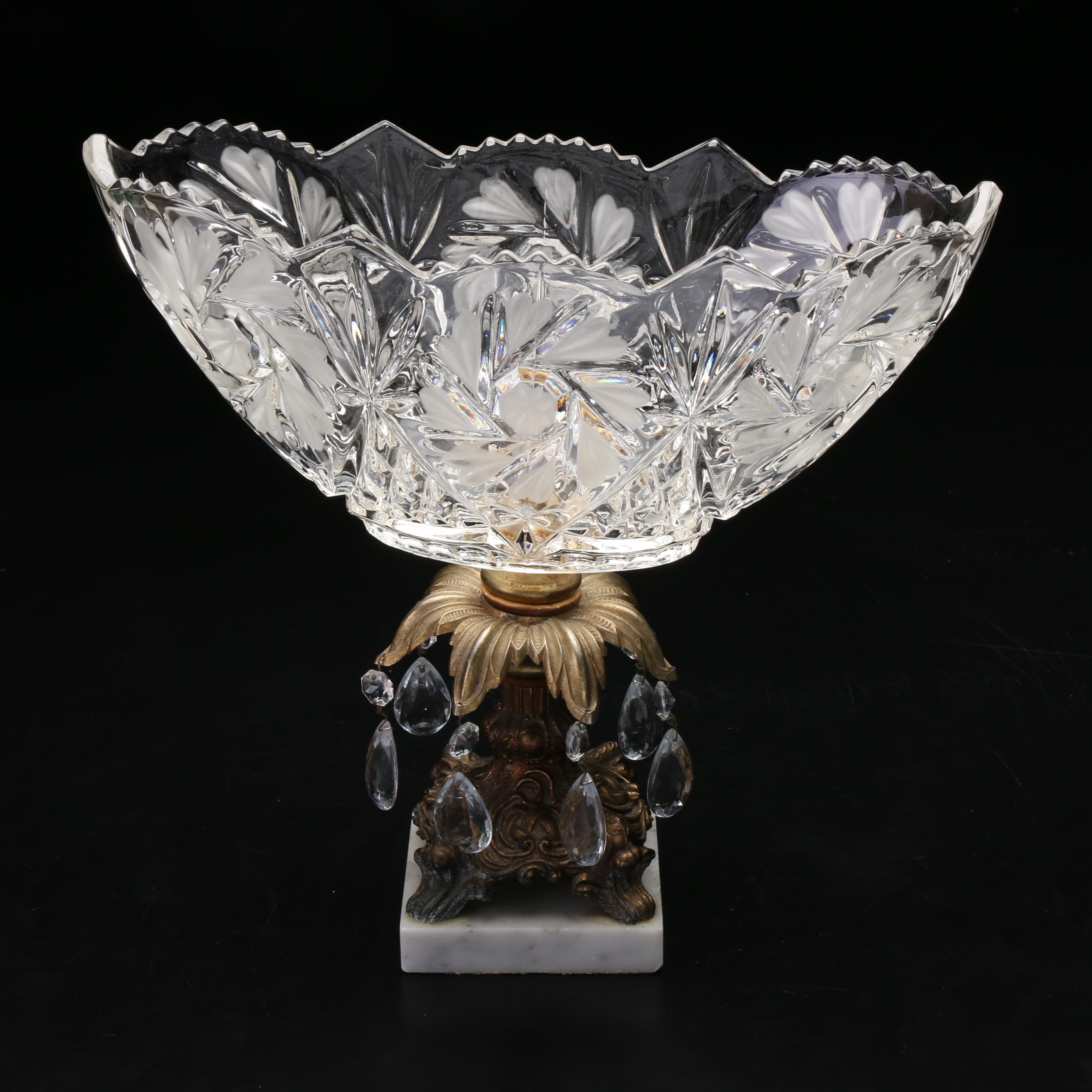 Cut Glass Console Bowl, Decanter, and Vase, 20th Century