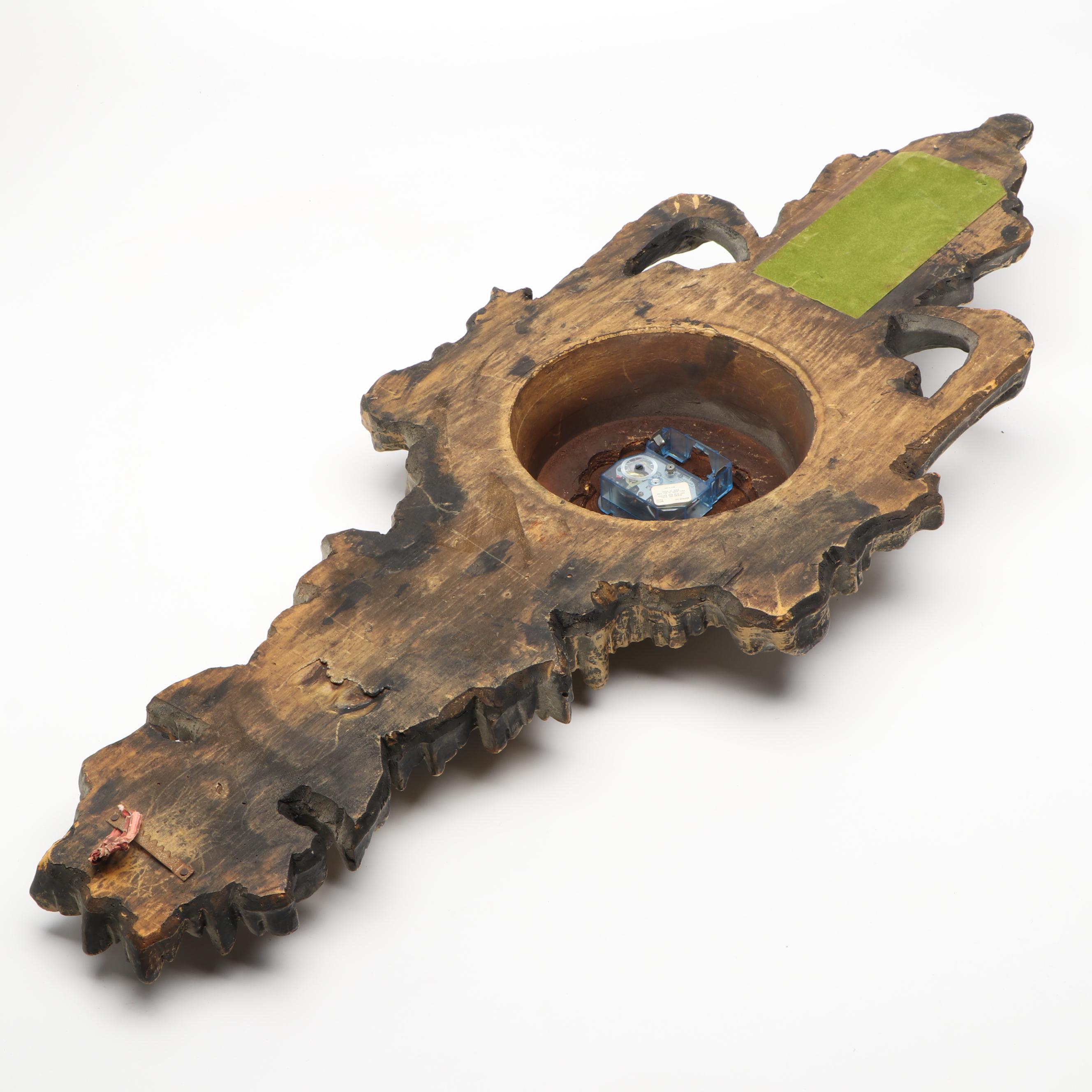 French Rococo Style Giltwood Cartel Clock