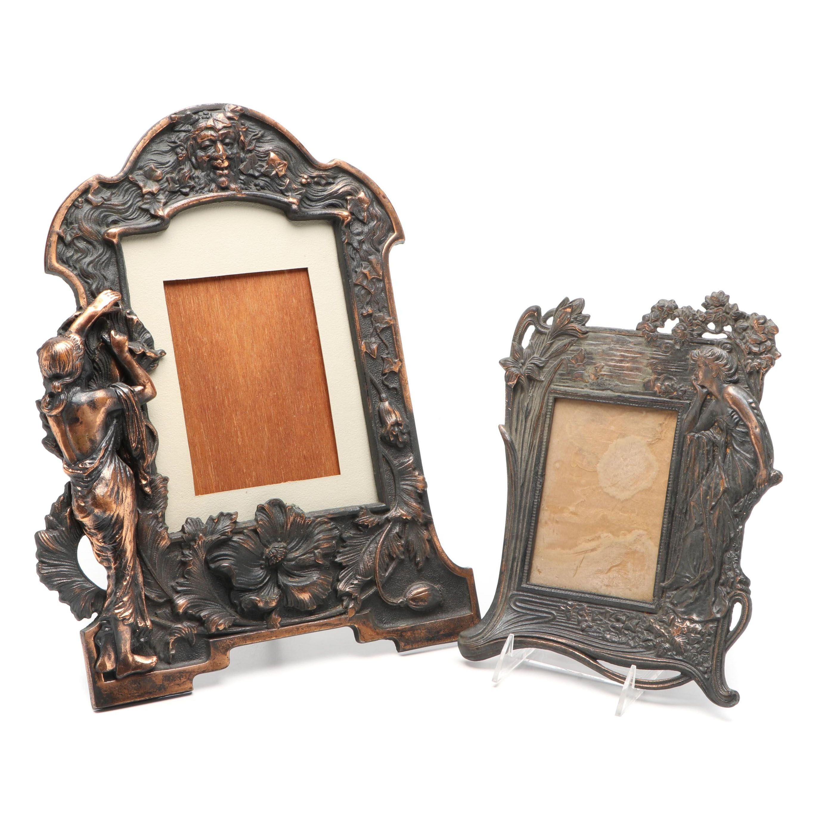 Art Nouveau Style Cast Metal Picture Frames, Mid to Late 20th Century