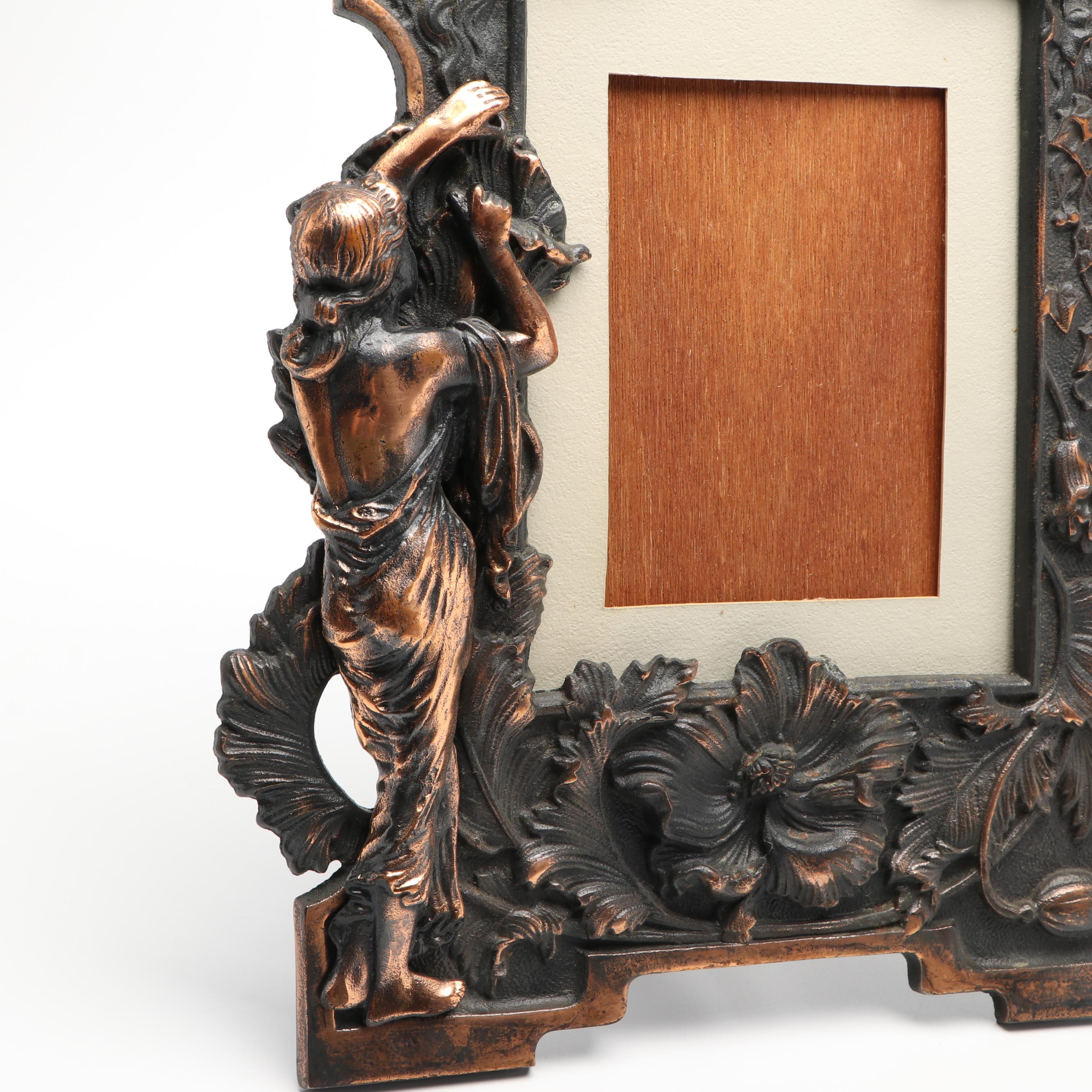 Art Nouveau Style Cast Metal Picture Frames, Mid to Late 20th Century