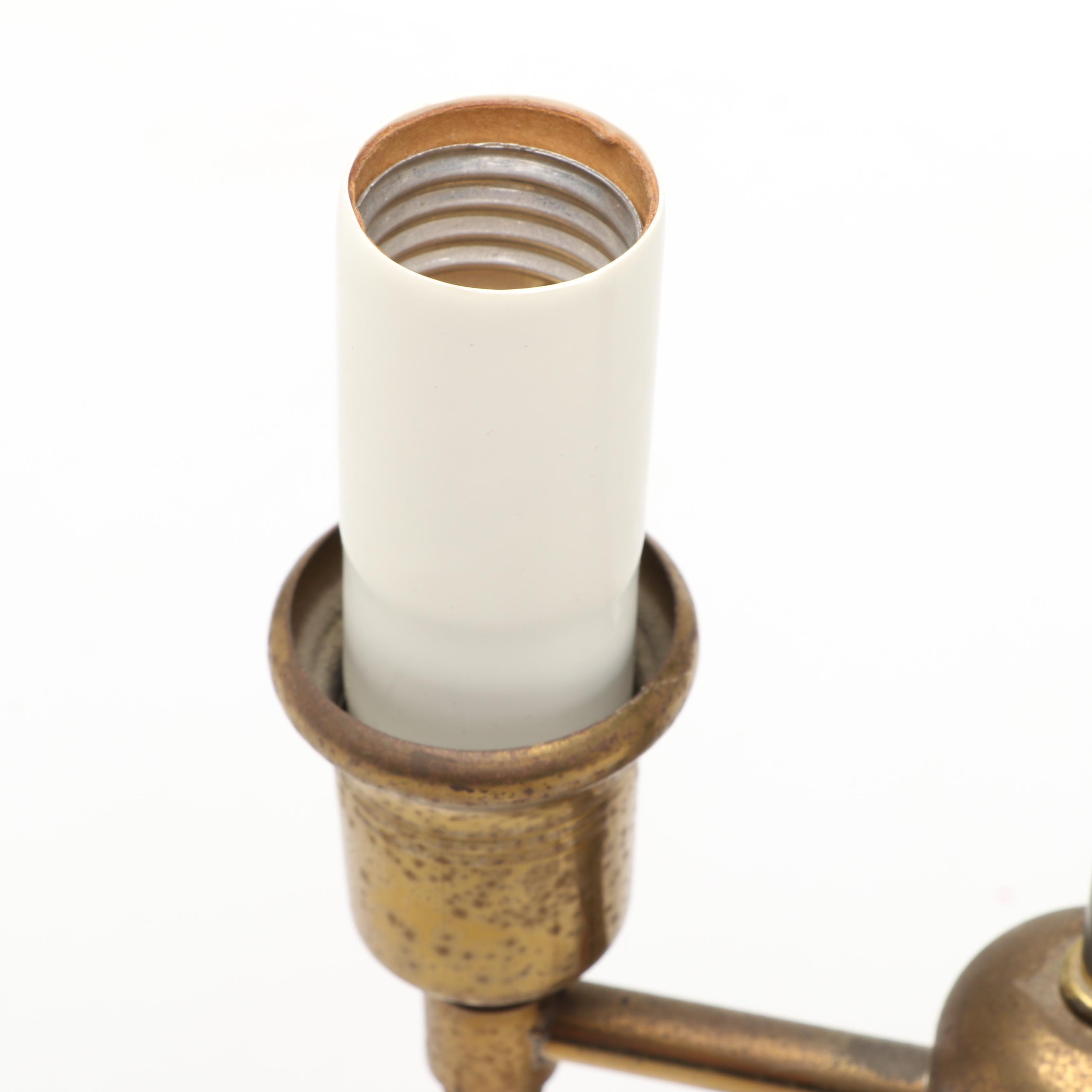 Marble and Brass Student Double Arm Lamp, Mid-20th C