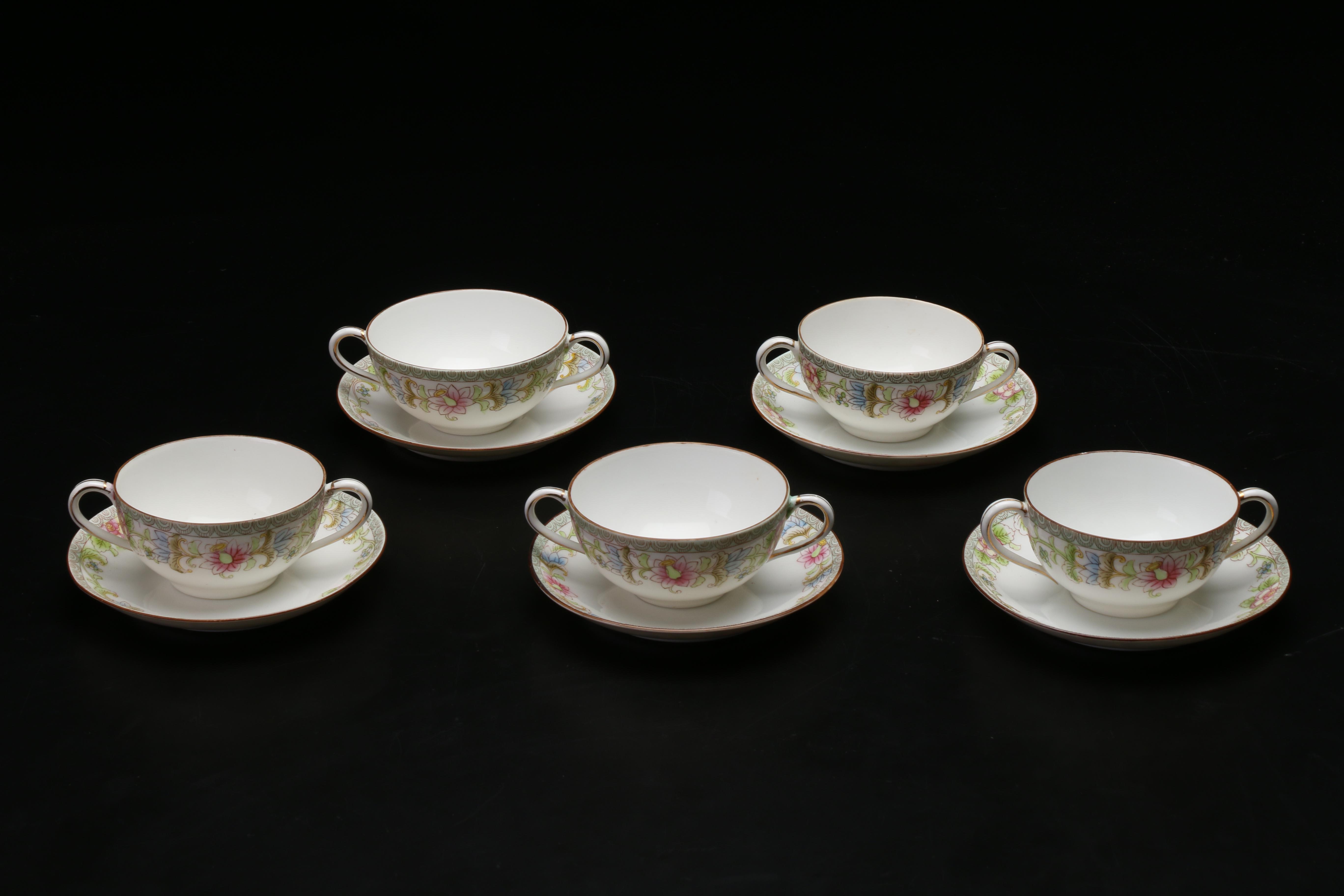 Noritake "The Flamengo" Cream Soups with Limoges Custards and Other Tableware