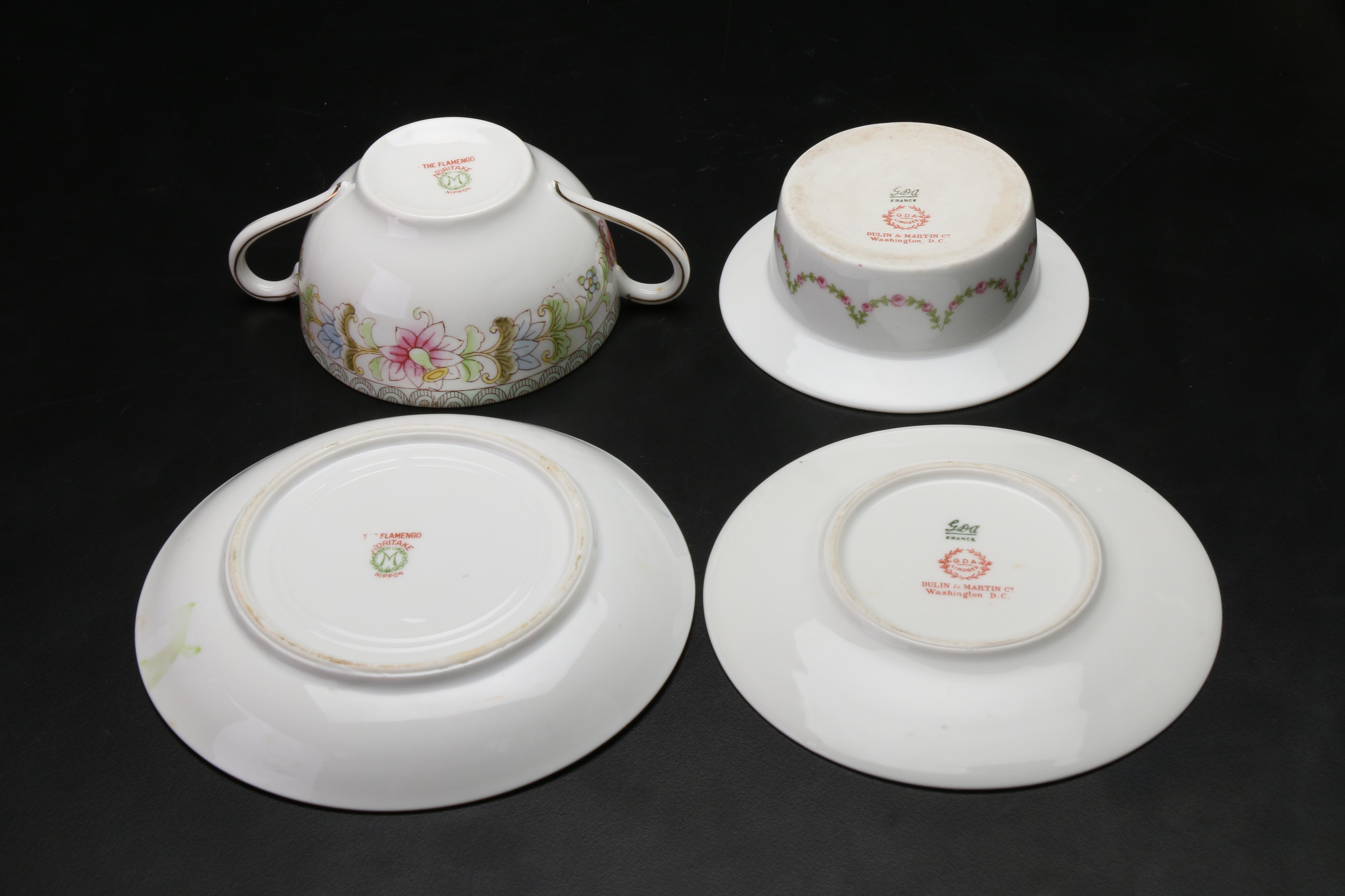 Noritake "The Flamengo" Cream Soups with Limoges Custards and Other Tableware