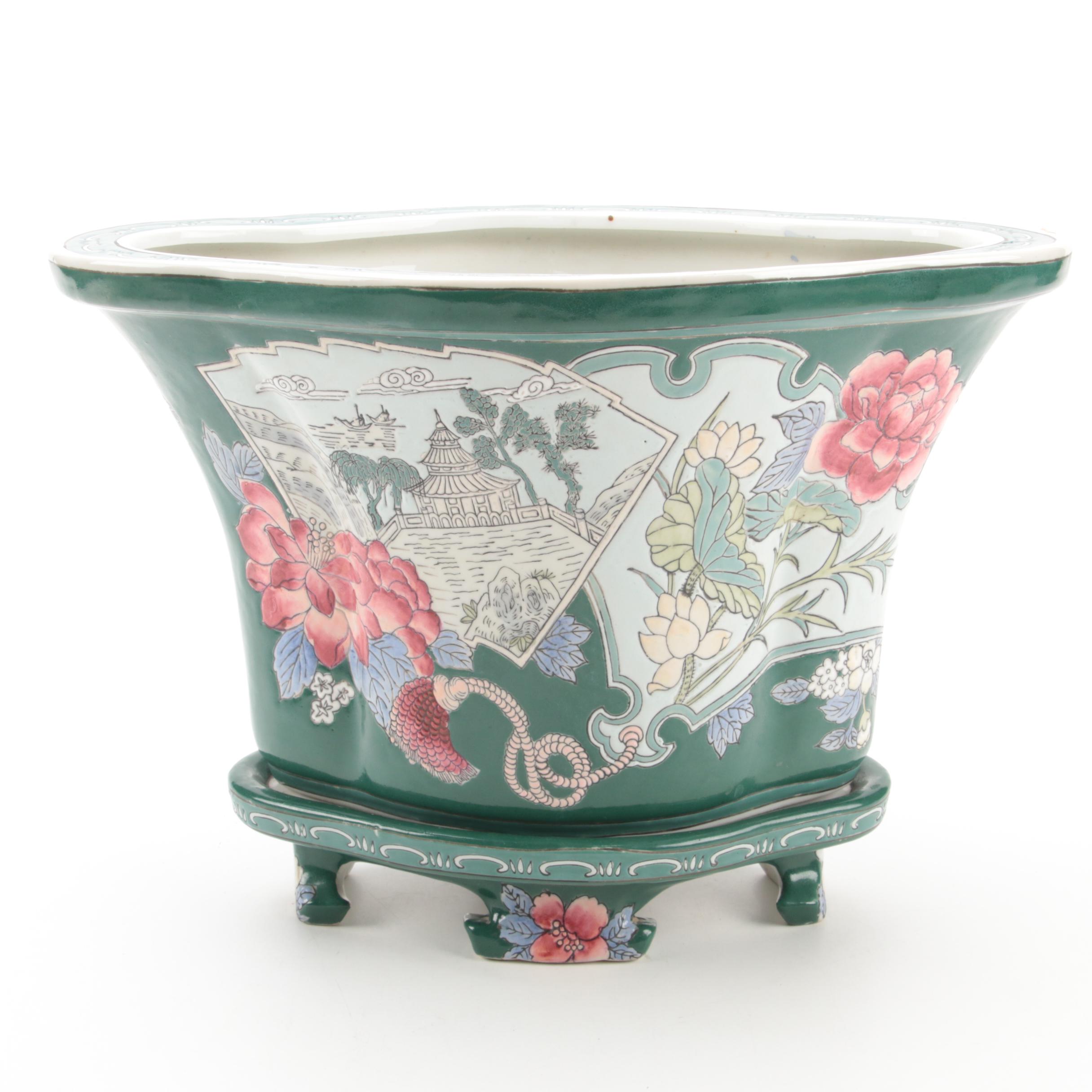 Japanese Imari Style Asymmetrical Quatrefoil Ceramic Planters