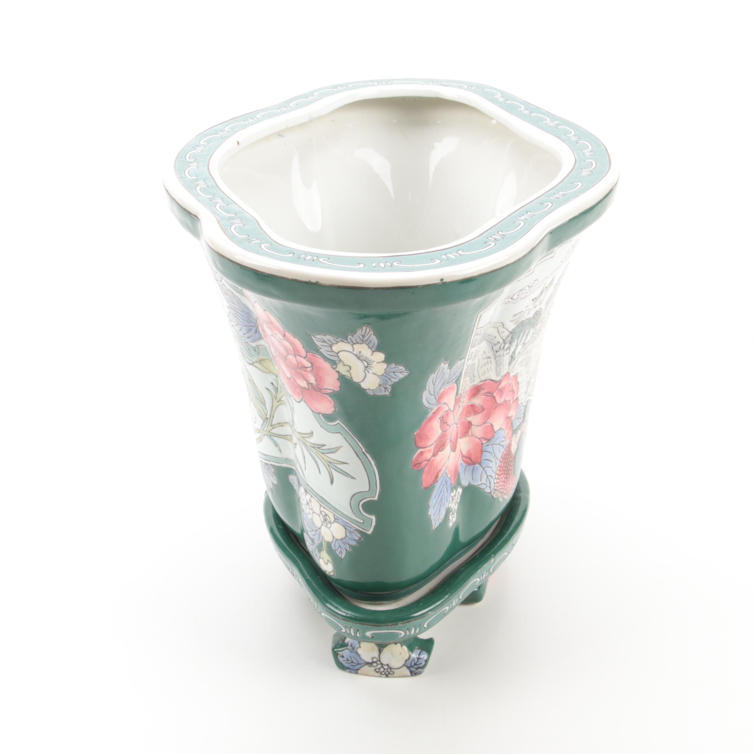 Japanese Imari Style Asymmetrical Quatrefoil Ceramic Planters