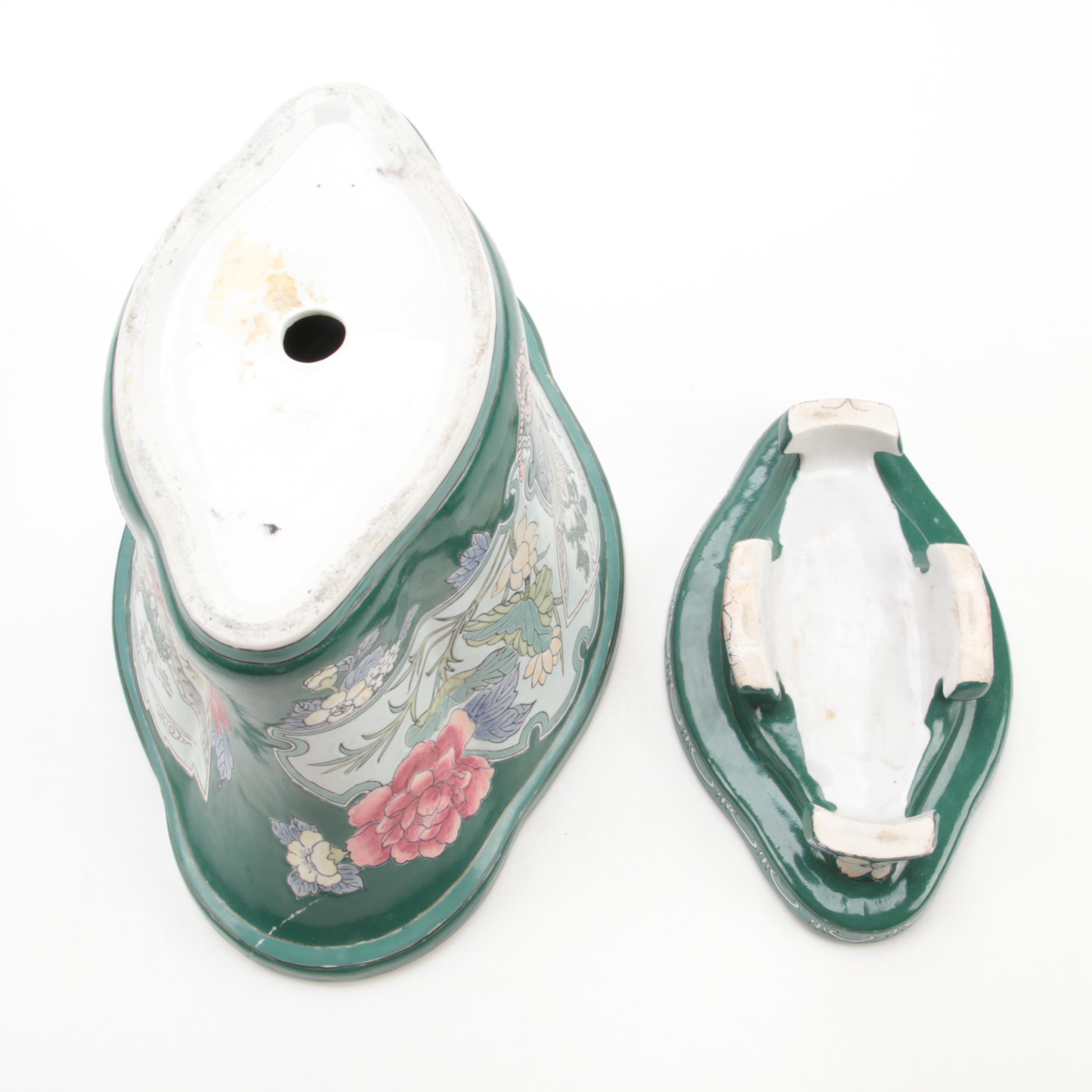 Japanese Imari Style Asymmetrical Quatrefoil Ceramic Planters