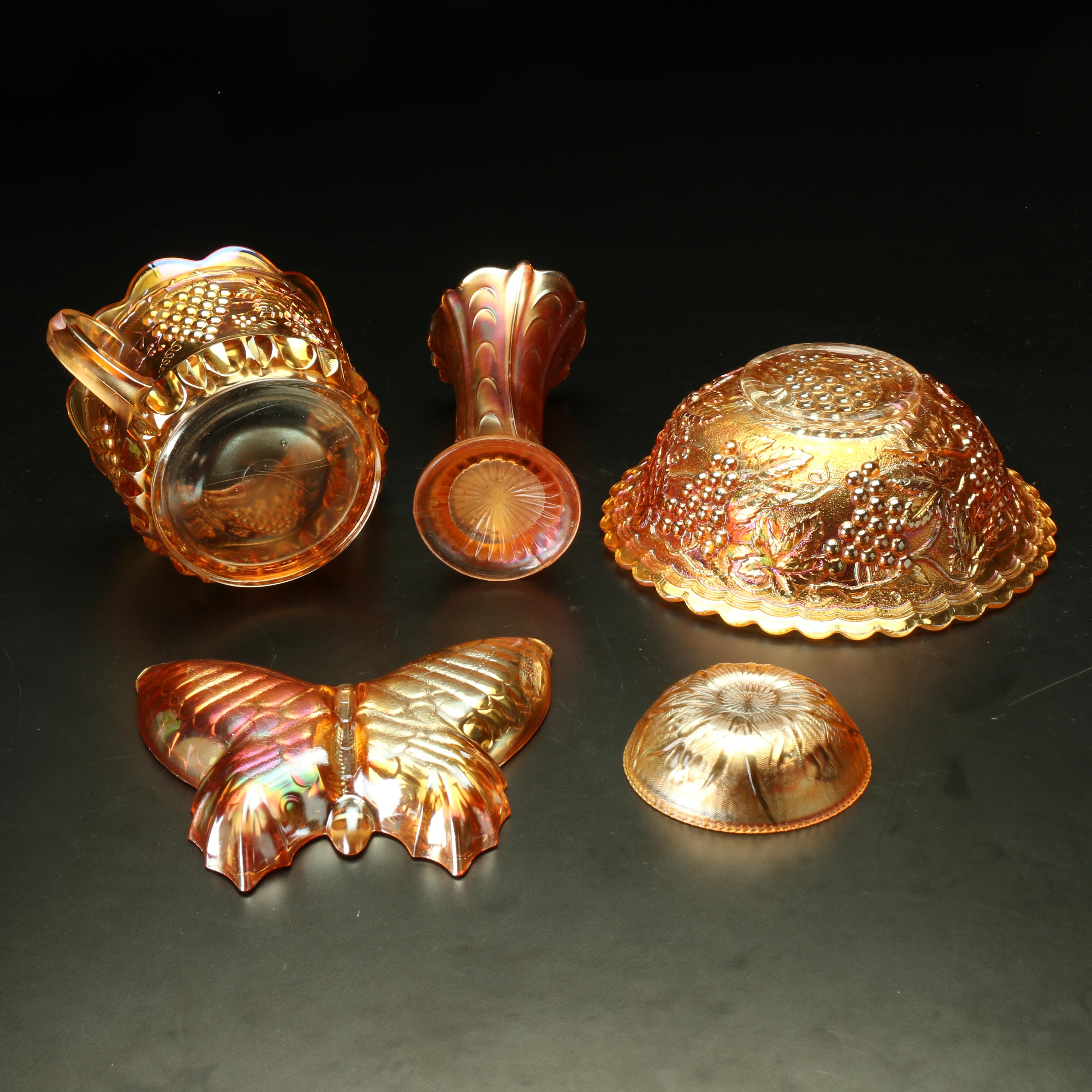 Northwood Marigold "Grape and Cable" Glass Cookie Jar and Bowl, and More