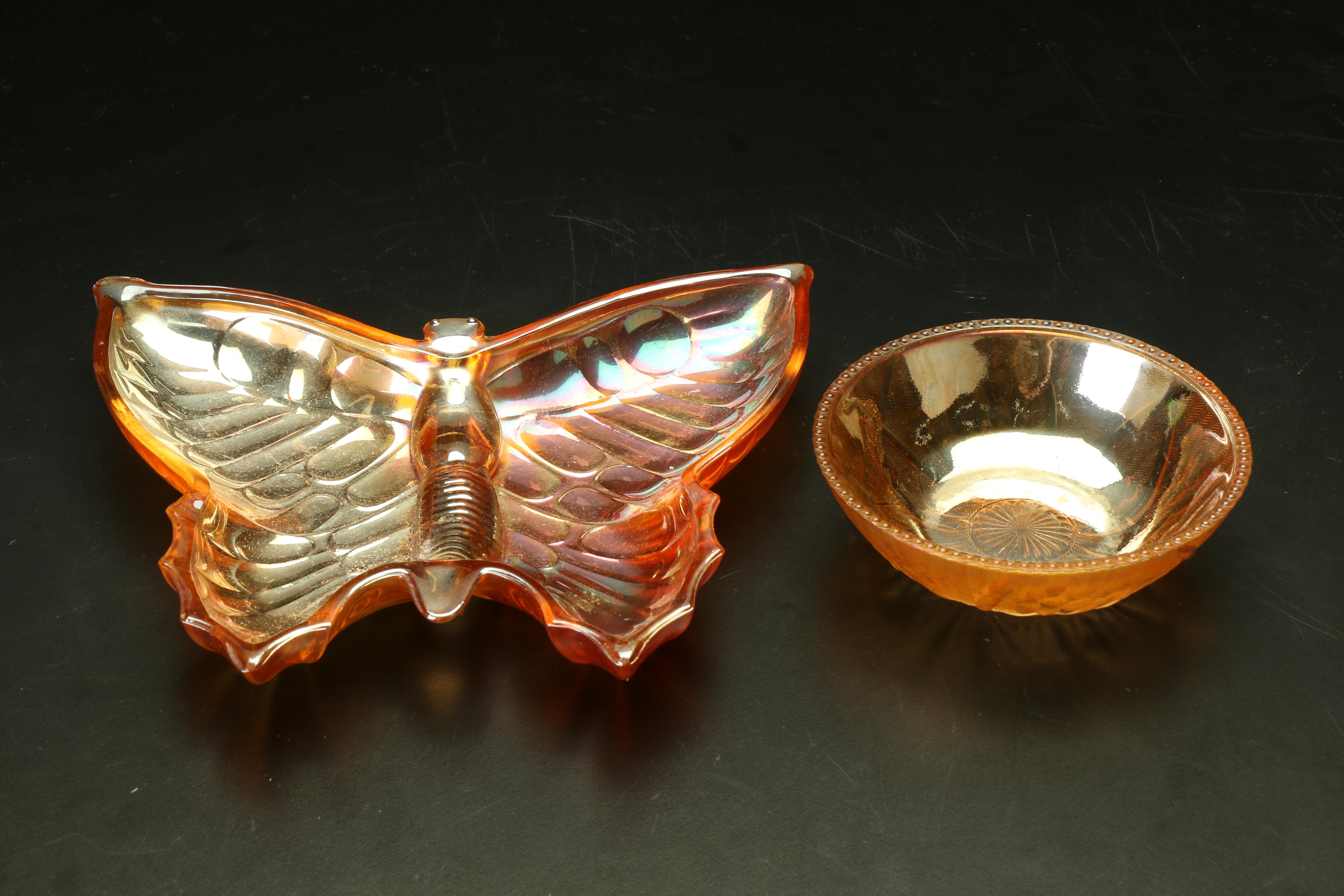 Northwood Marigold "Grape and Cable" Glass Cookie Jar and Bowl, and More