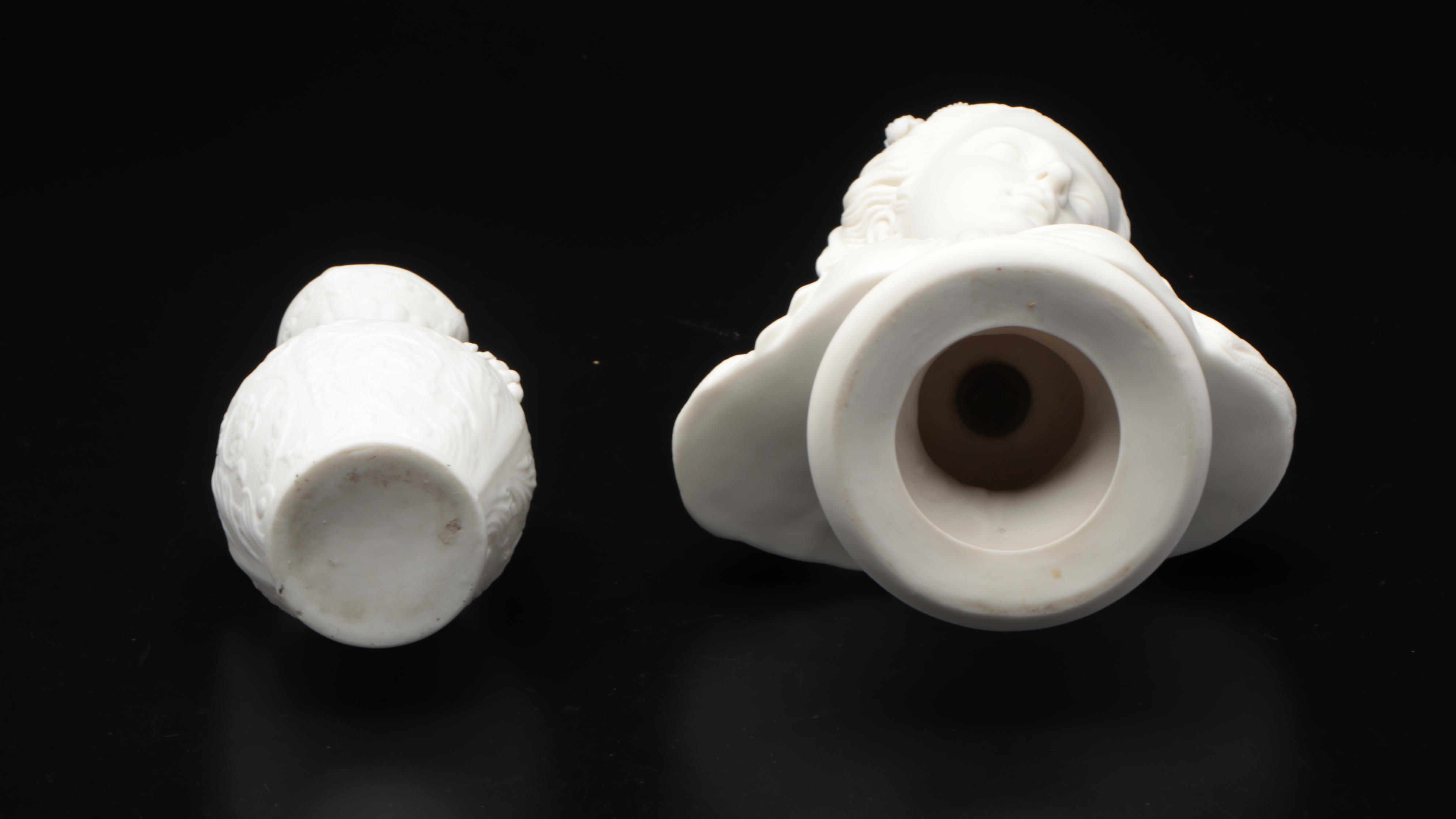 - Porcelain Bisque Vase and Parian Ware Female Bust