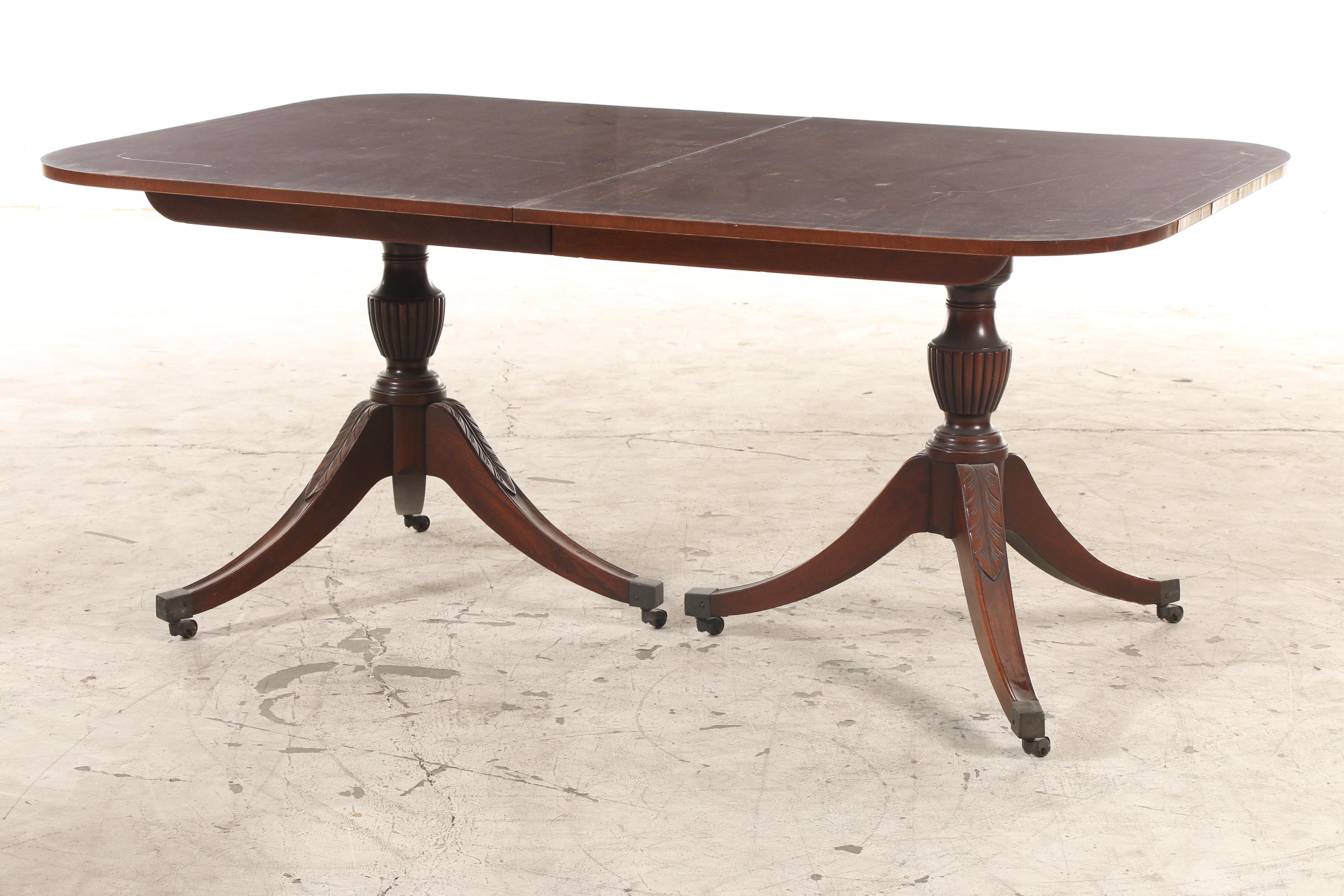 Eldred Wheeler Regency Style Mahogany Dining Table, Mid-20th Century