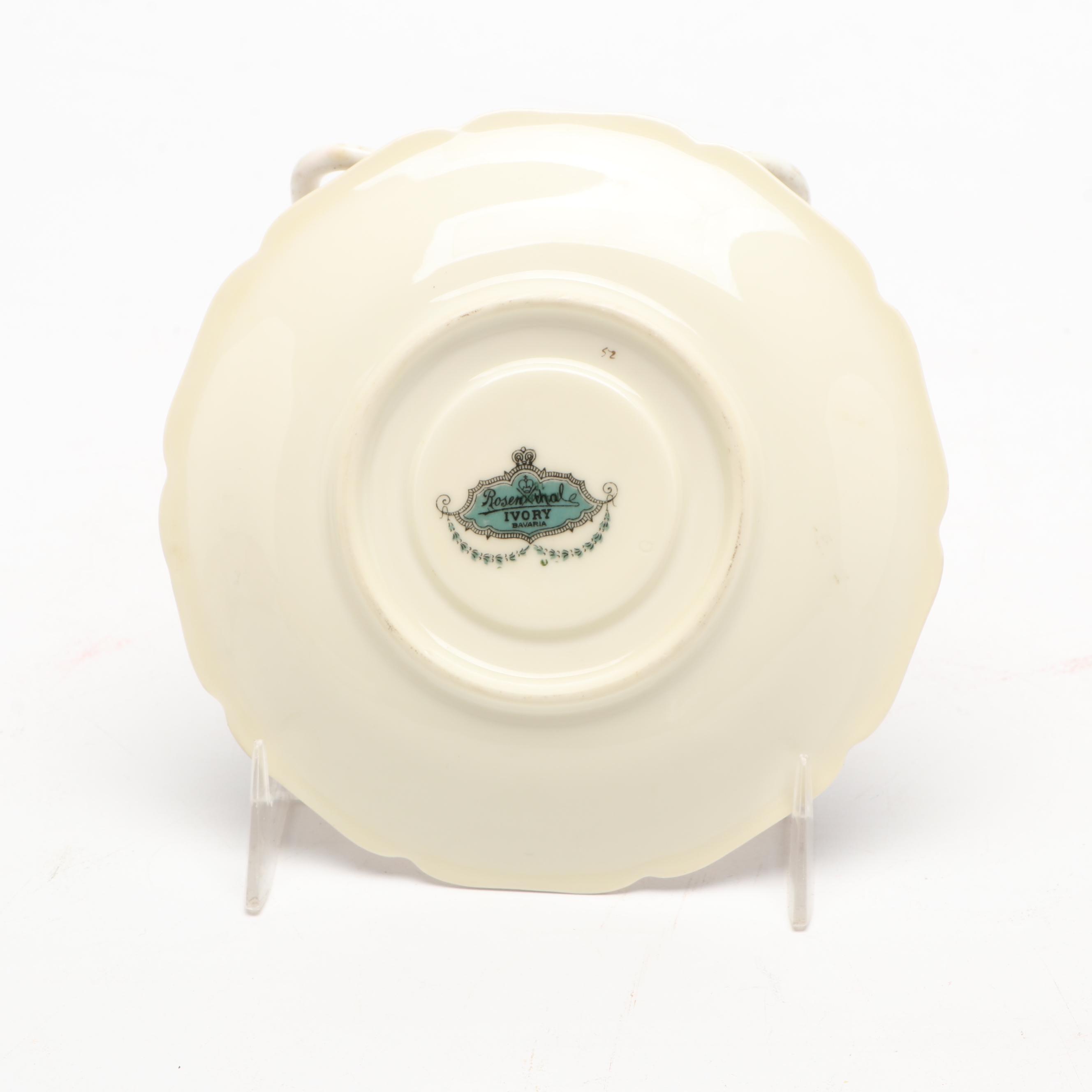 Rosenthal Ivory Porcelain Tea and Demitasse Cups and Saucers, Mid-Late 20th C.