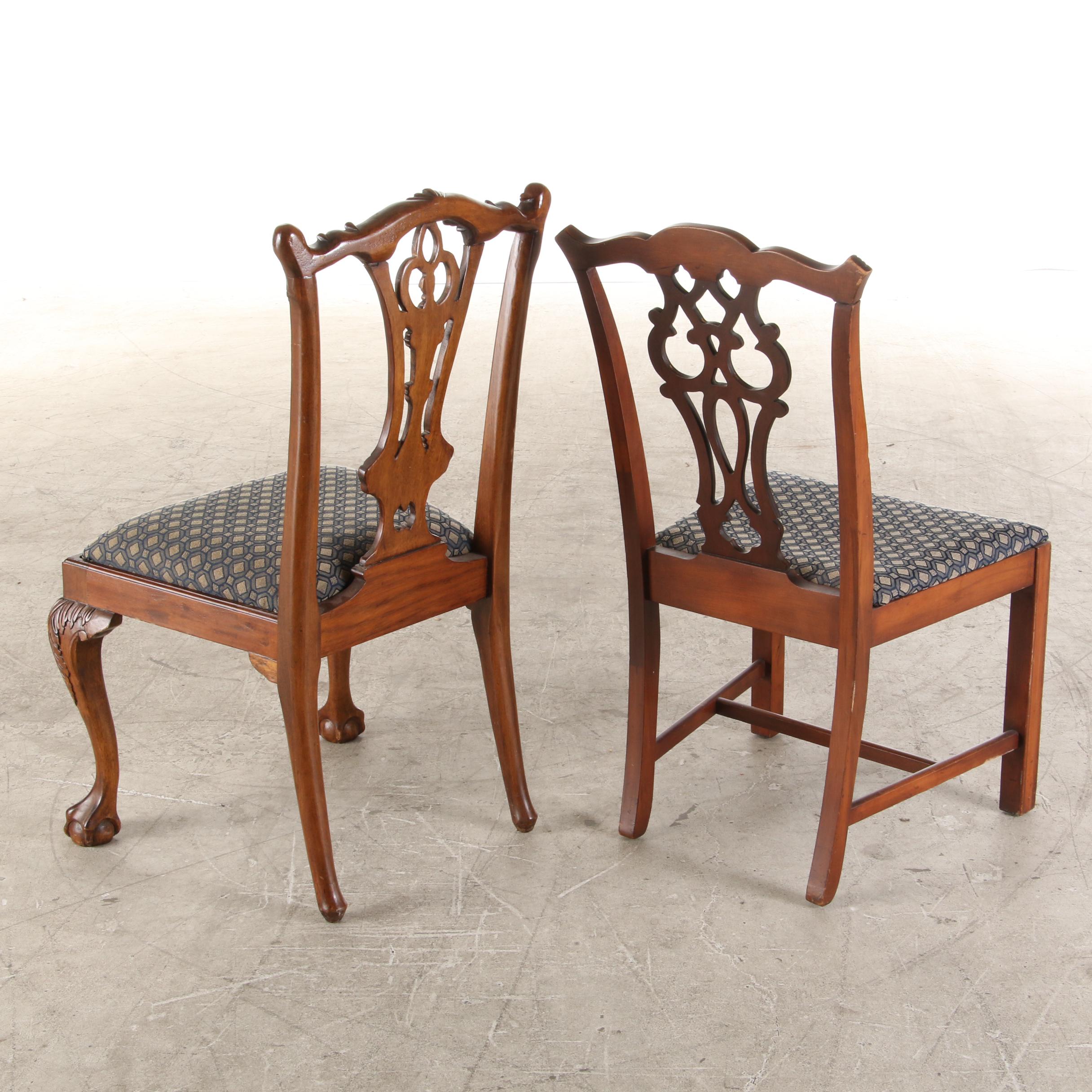 Chippendale Style Mahogany Upholstered Dining Chairs