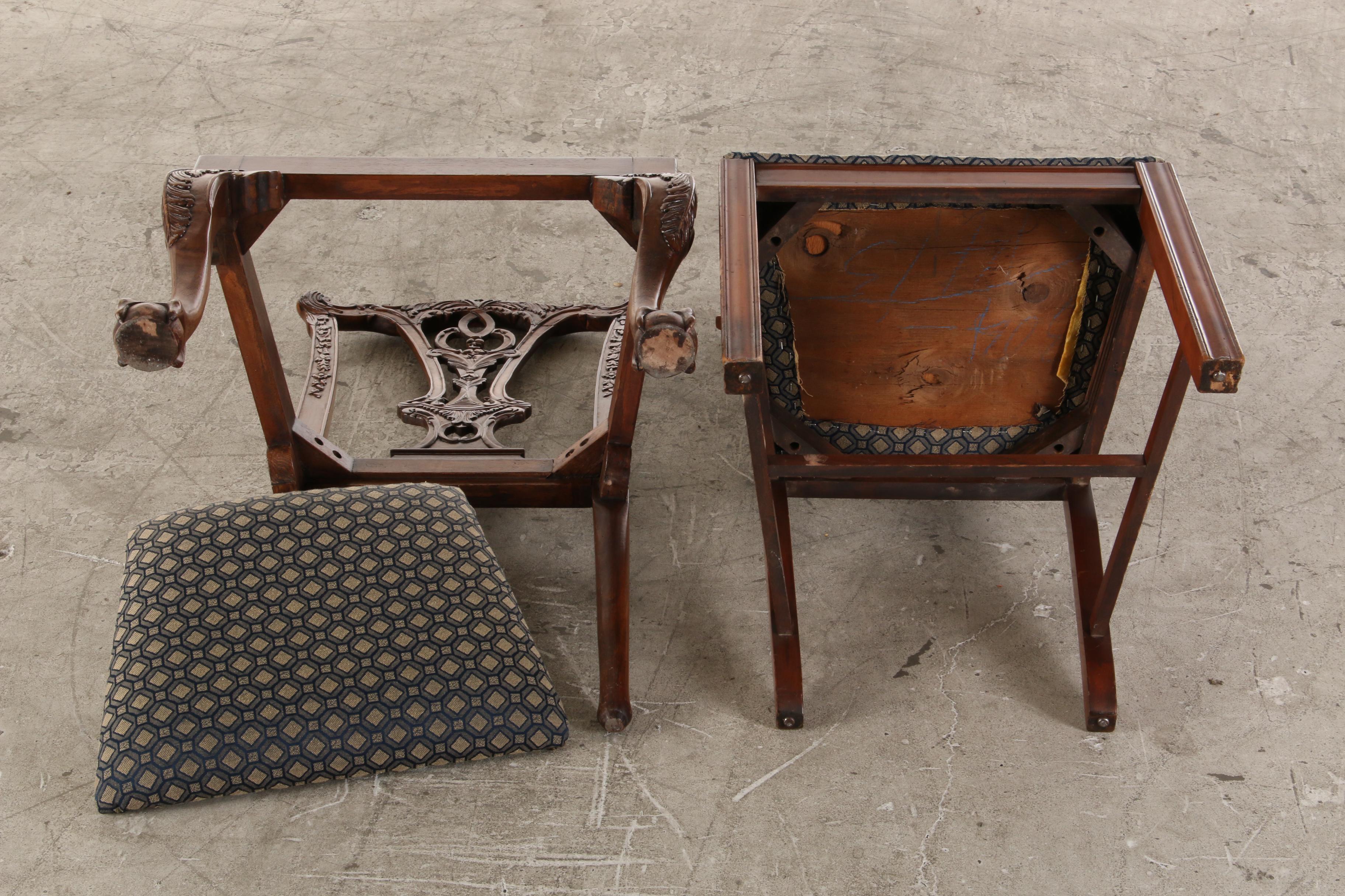 Chippendale Style Mahogany Upholstered Dining Chairs