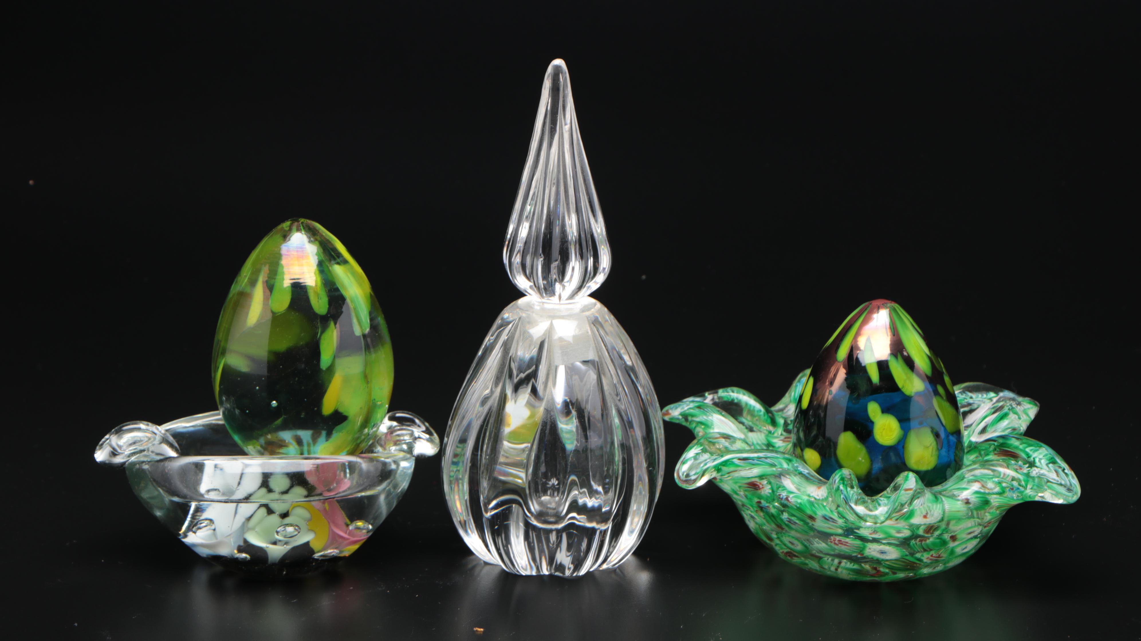 Handblown Glass Perfume Bottle and Art Glass Collection
