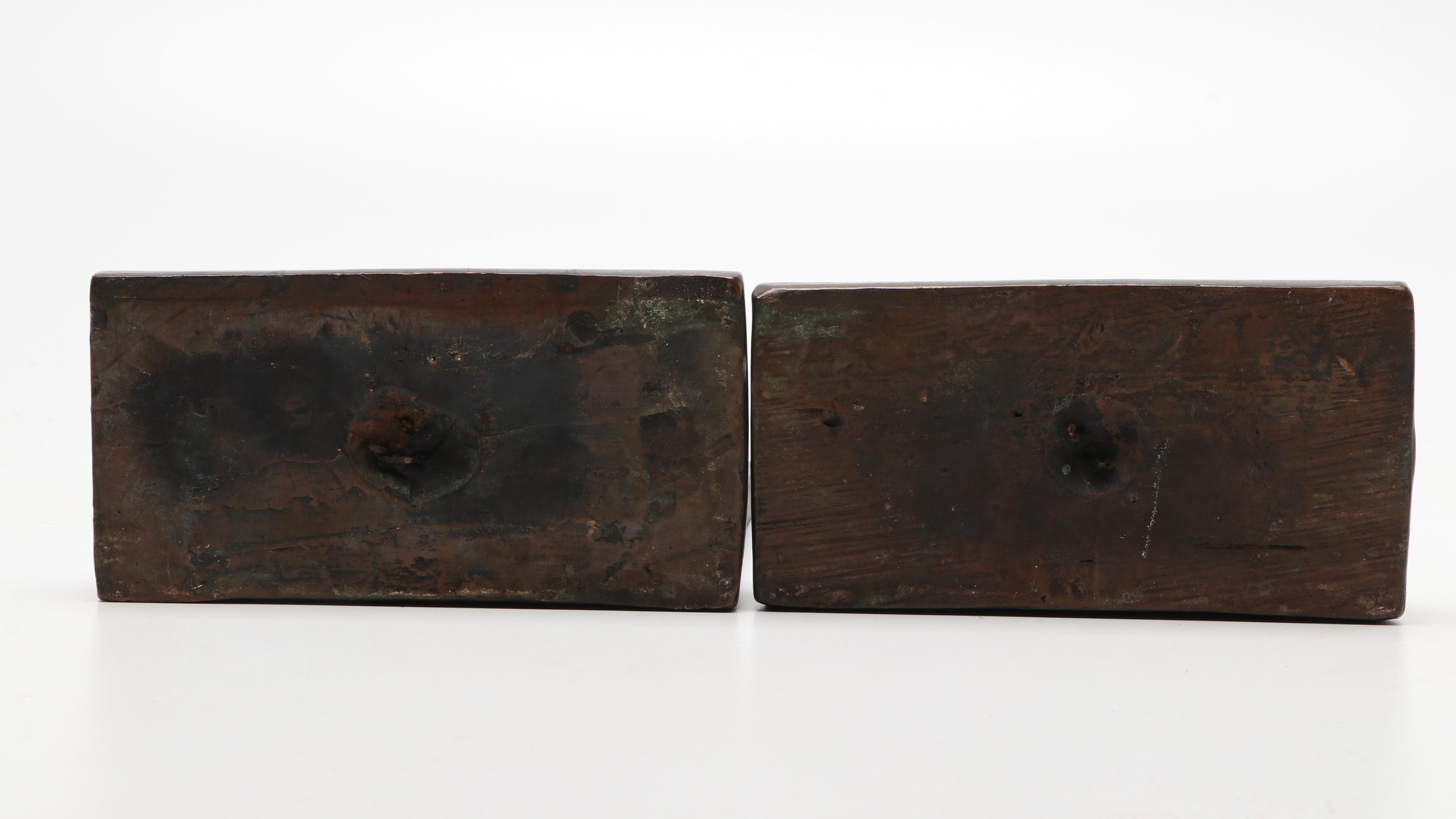 Bronzed Metal Portrait Bookends, Early to Mid-20th Century