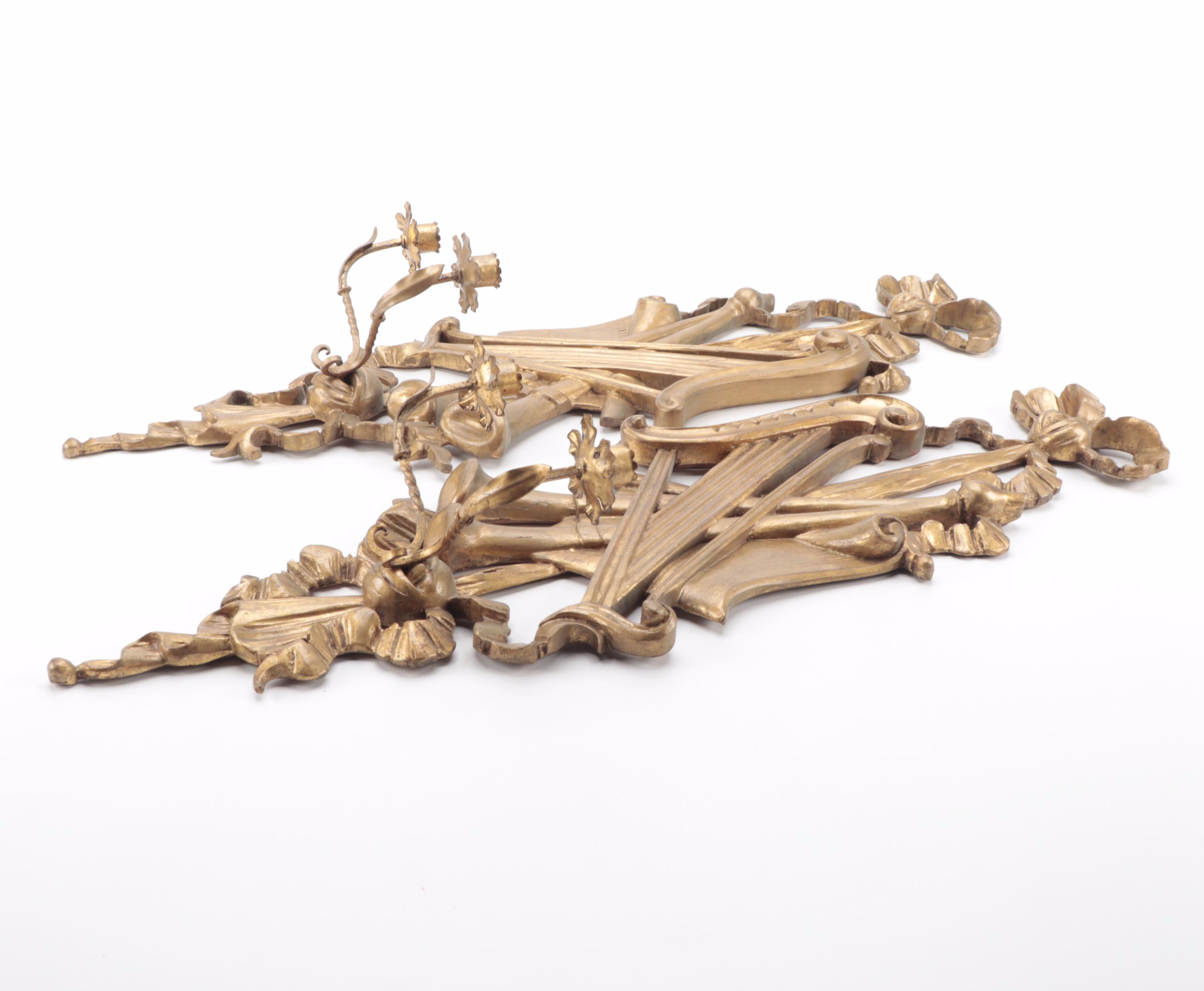 Pair of Italian Giltwood and Gesso Candle Sconces, Mid-20th Century