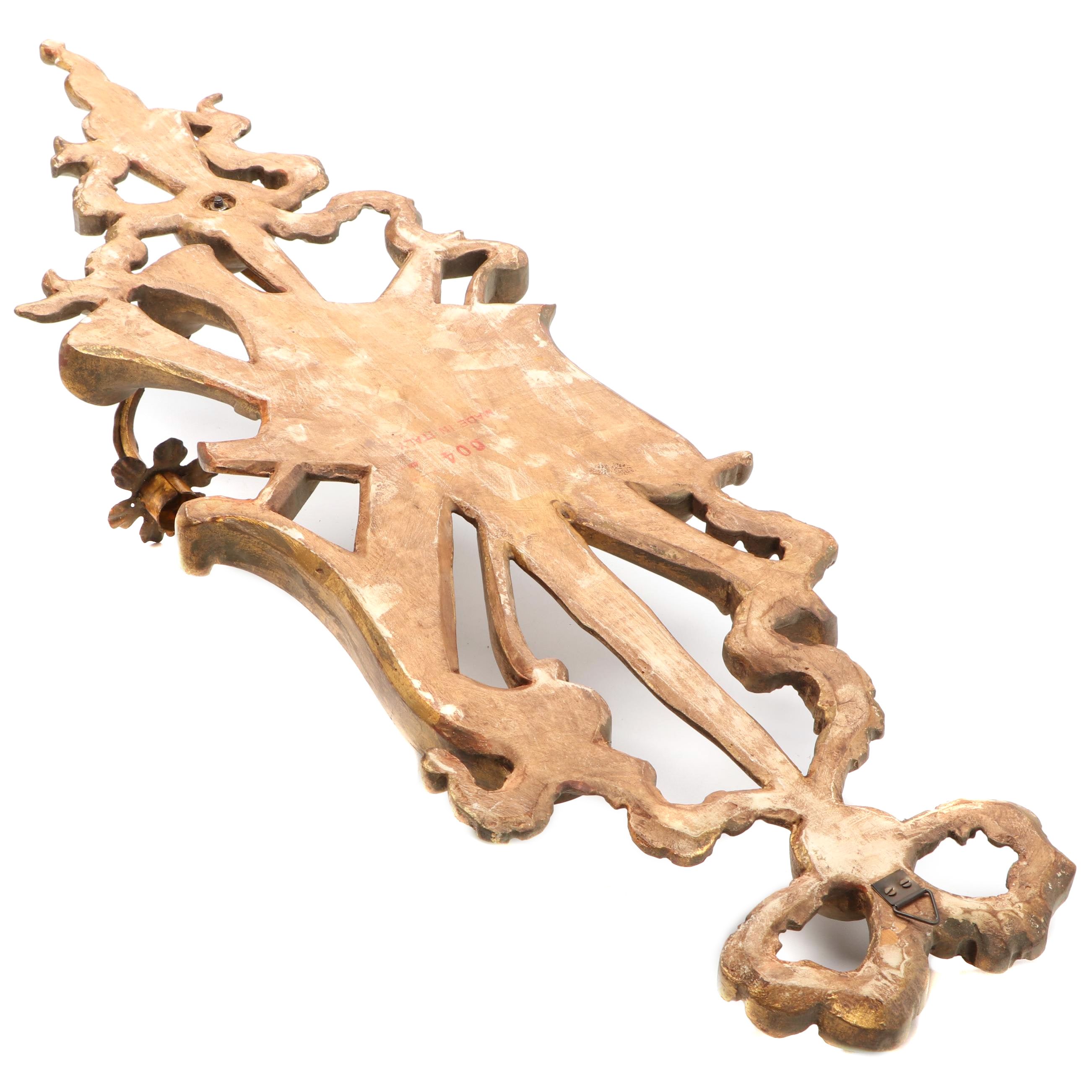 Pair of Italian Giltwood and Gesso Candle Sconces, Mid-20th Century