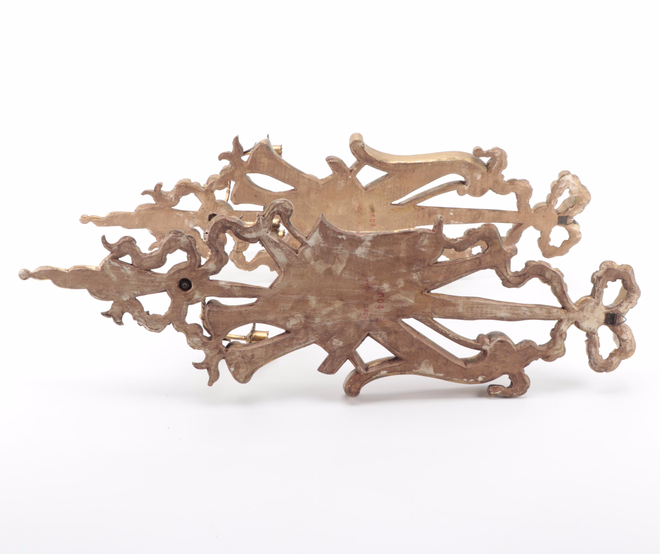 Pair of Italian Giltwood and Gesso Candle Sconces, Mid-20th Century