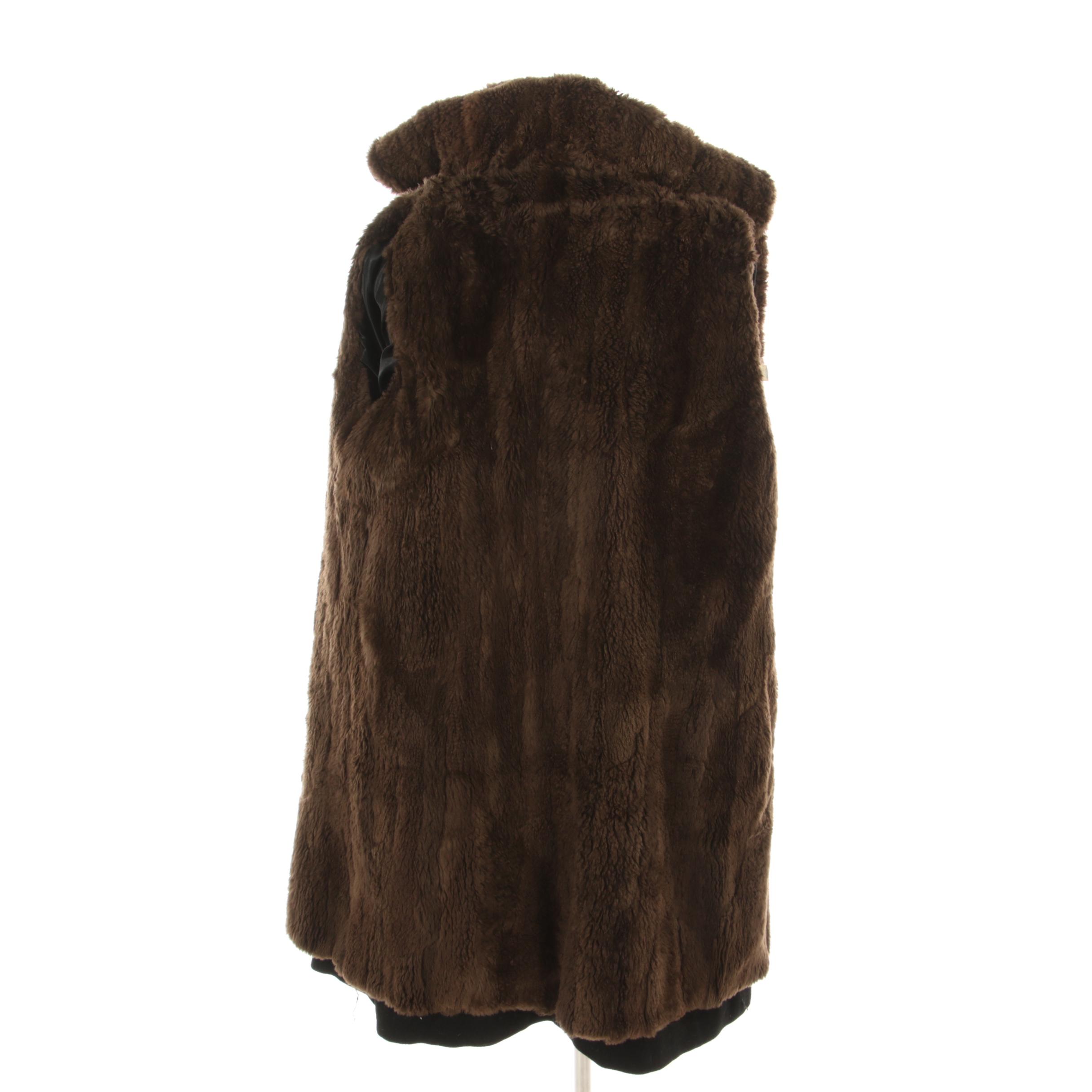 Beaver Fur Lined Wool Hooded Coat, 1960s