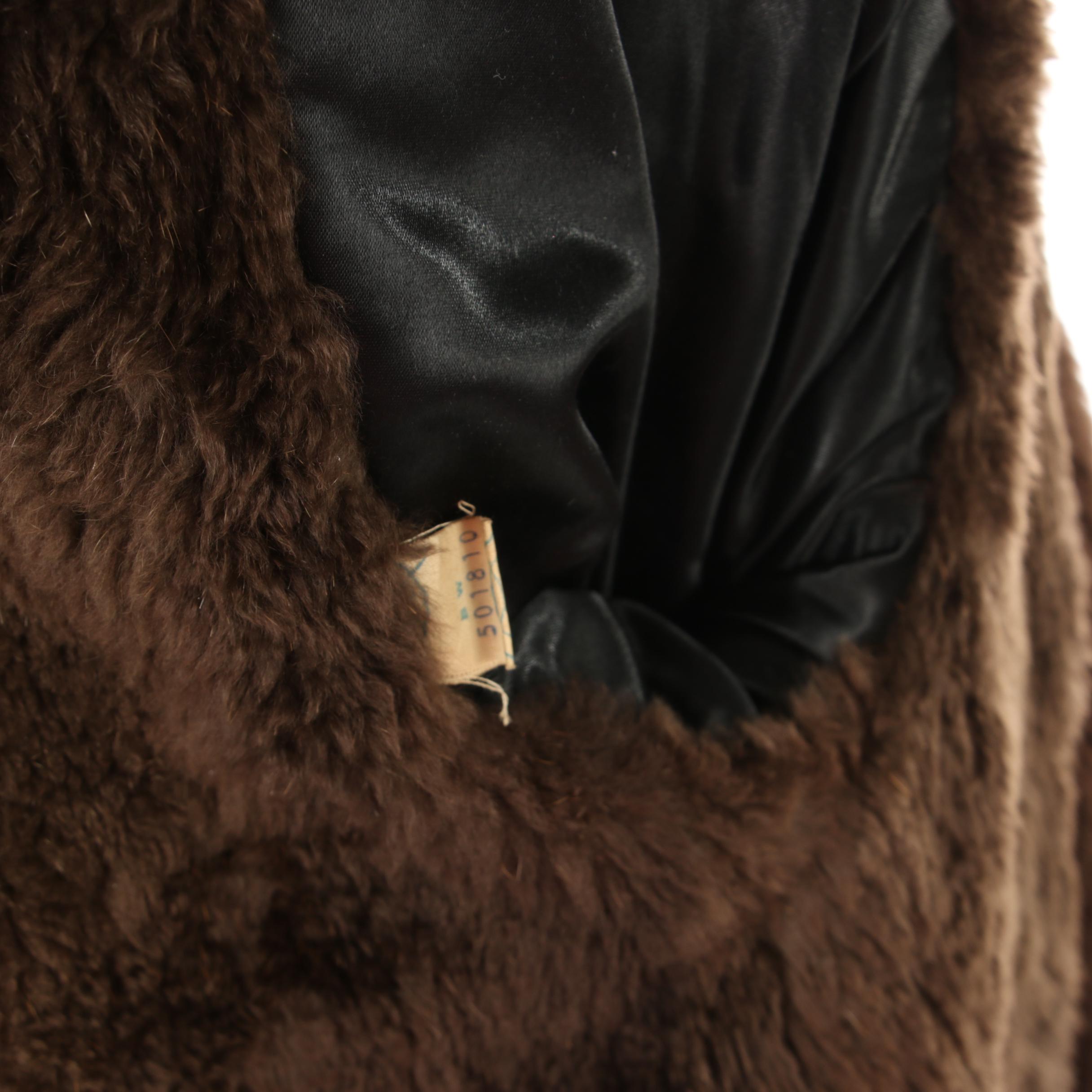 Beaver Fur Lined Wool Hooded Coat, 1960s
