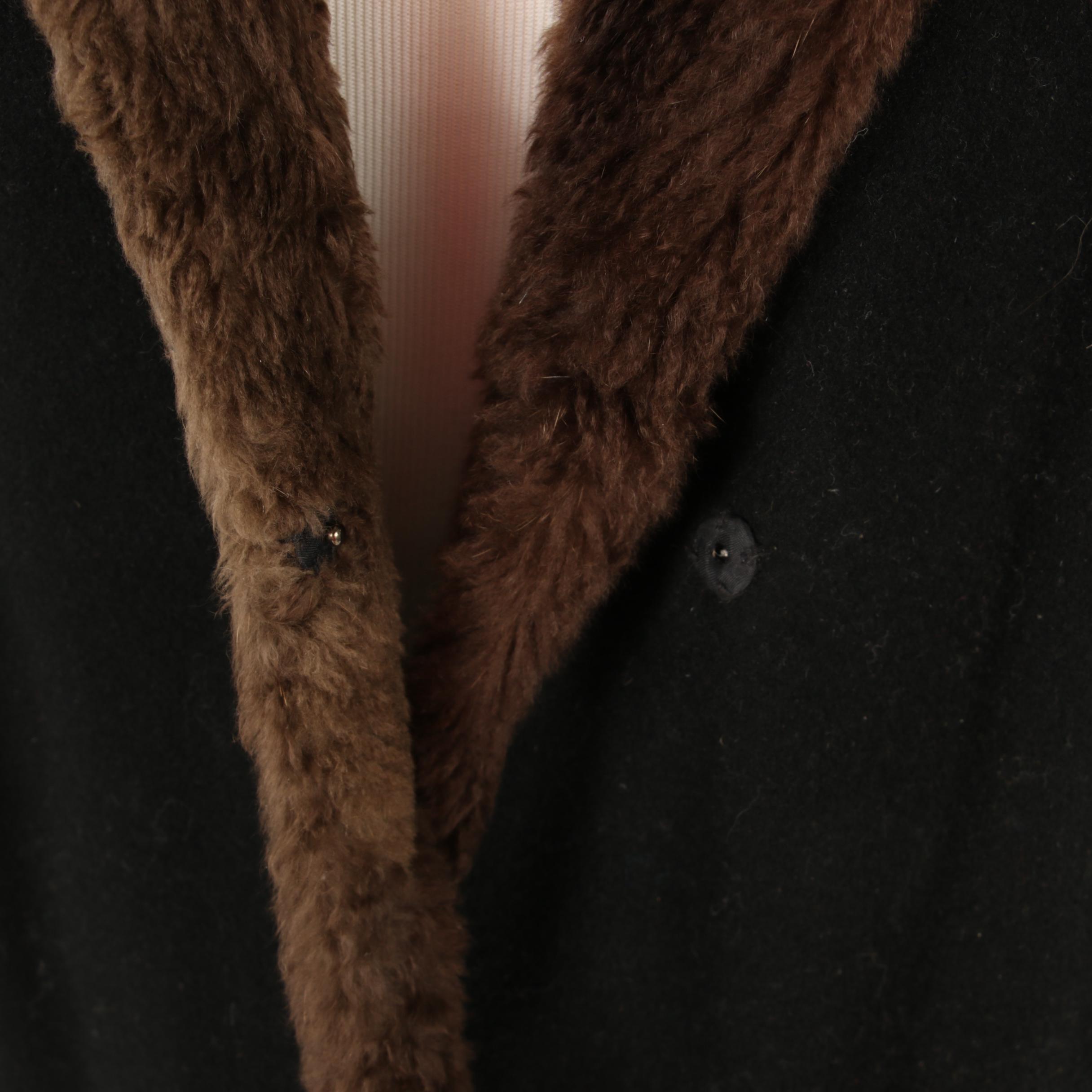 Beaver Fur Lined Wool Hooded Coat, 1960s