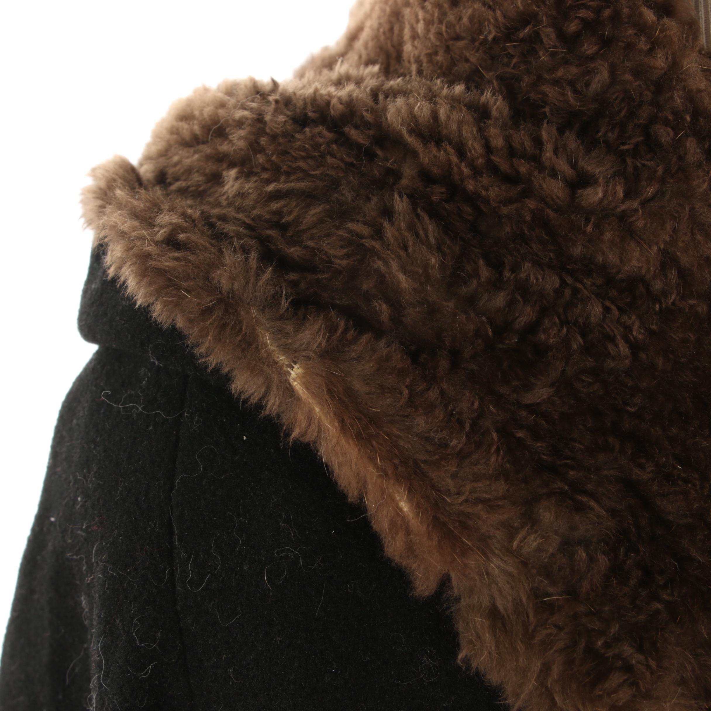 Beaver Fur Lined Wool Hooded Coat, 1960s