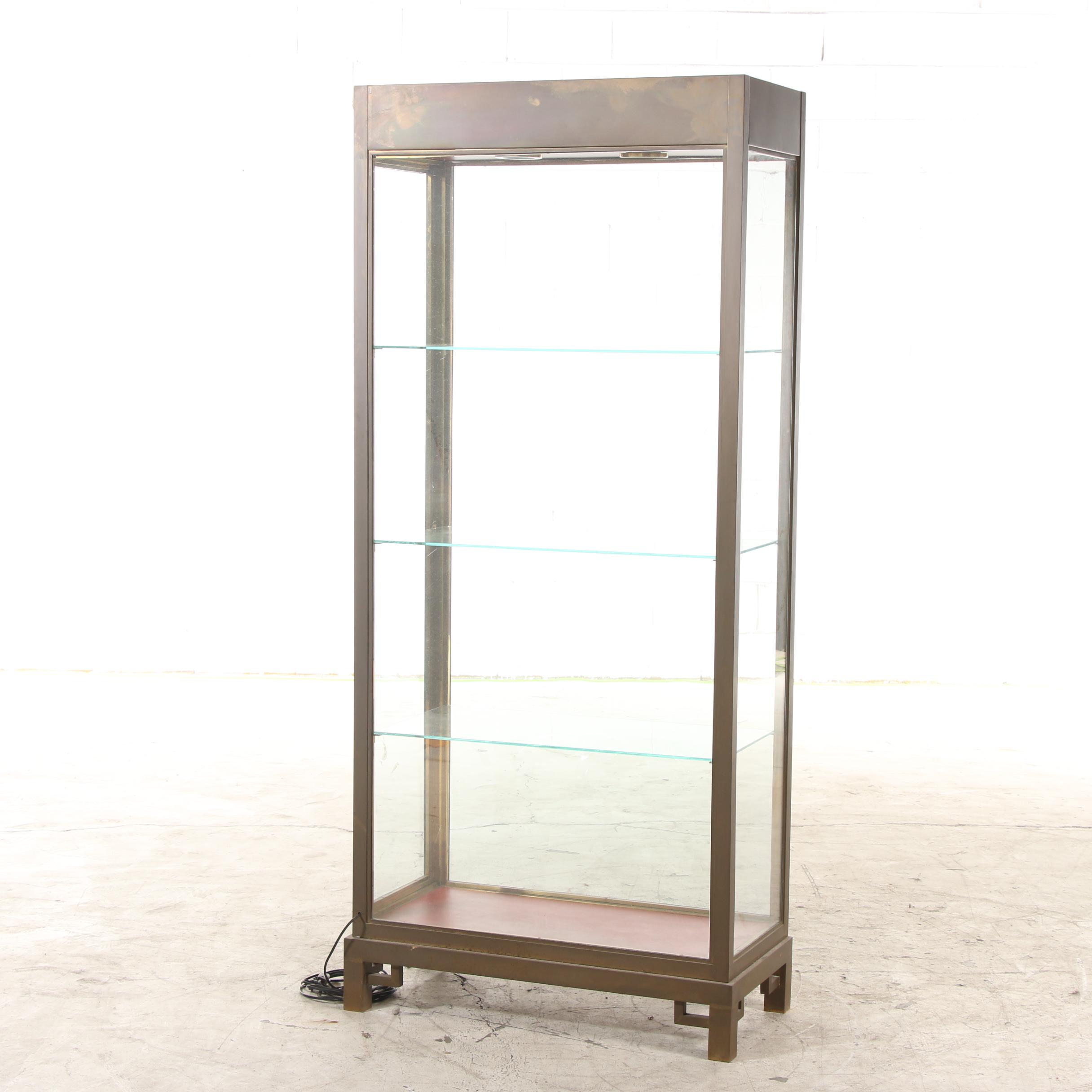 Brass Illuminated Merchandise Display Cabinet, Mid to Late 20th Century