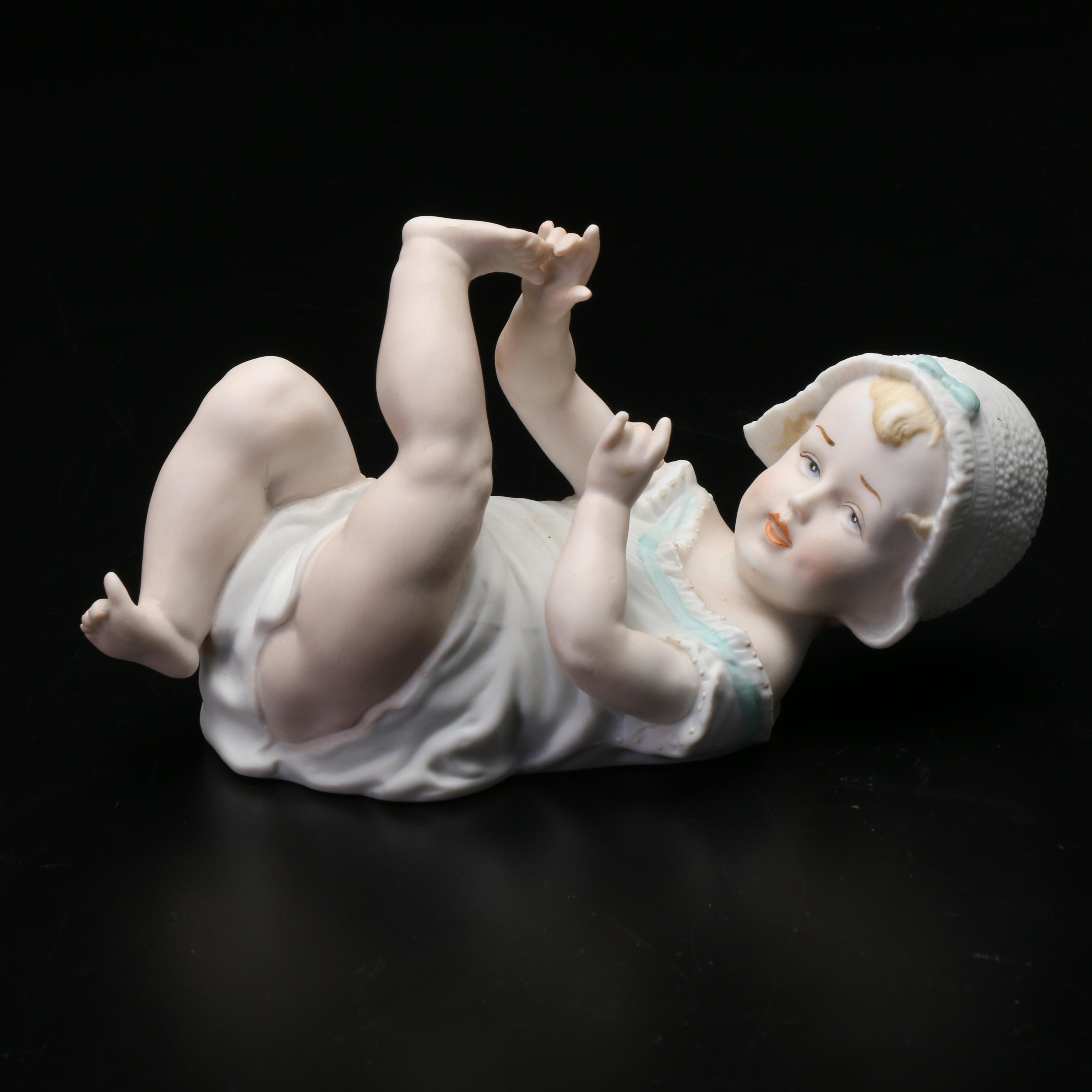 German Bisque Piano Baby, Late 19th Century