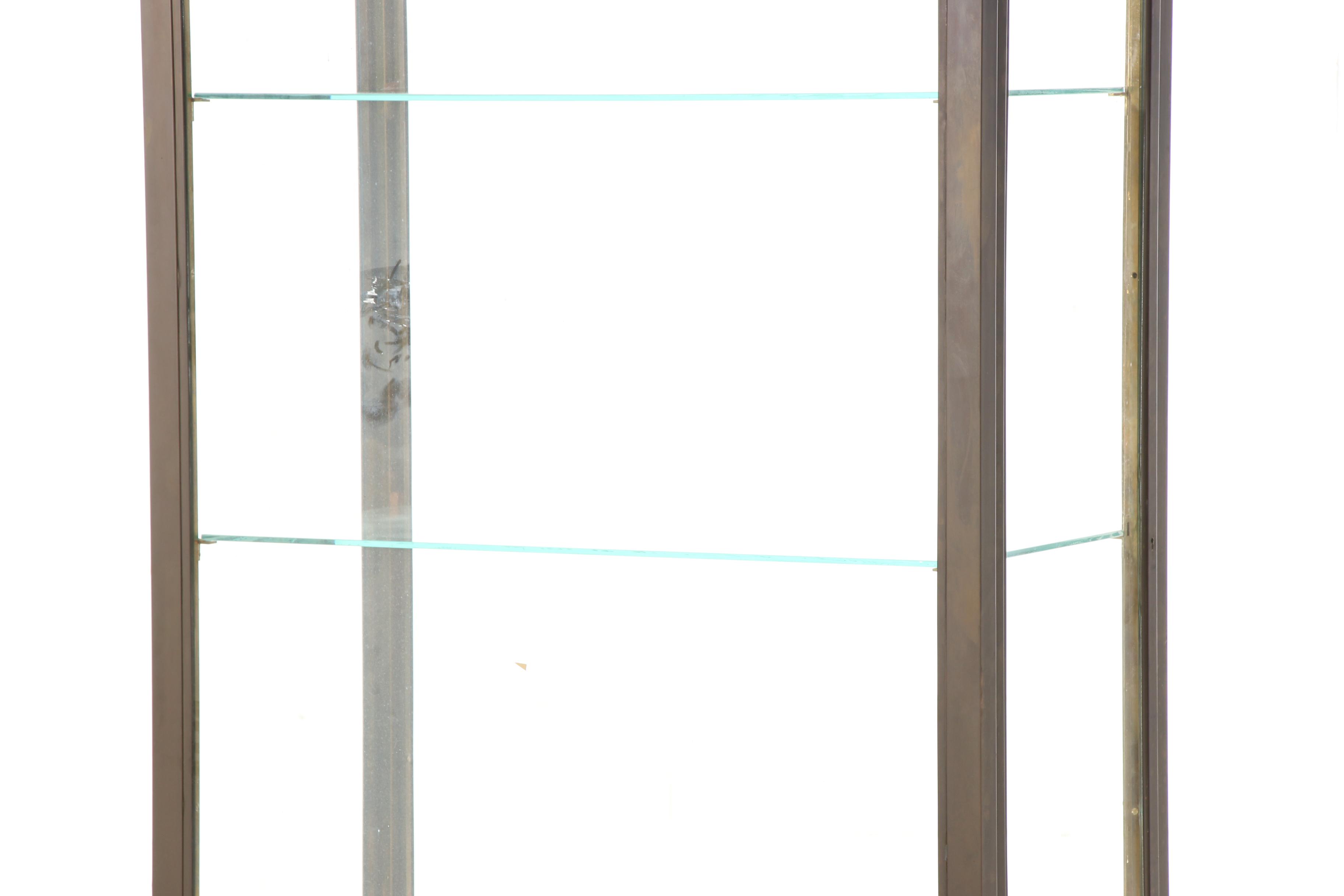 Brass Illuminated Merchandise Display Cabinet