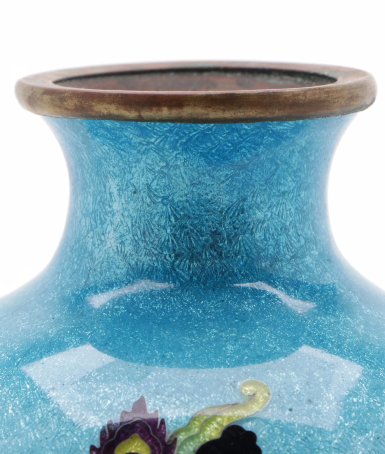 Japanese Ginbari Foil Cloisonné Vase of Kannon Goddess of Mercy