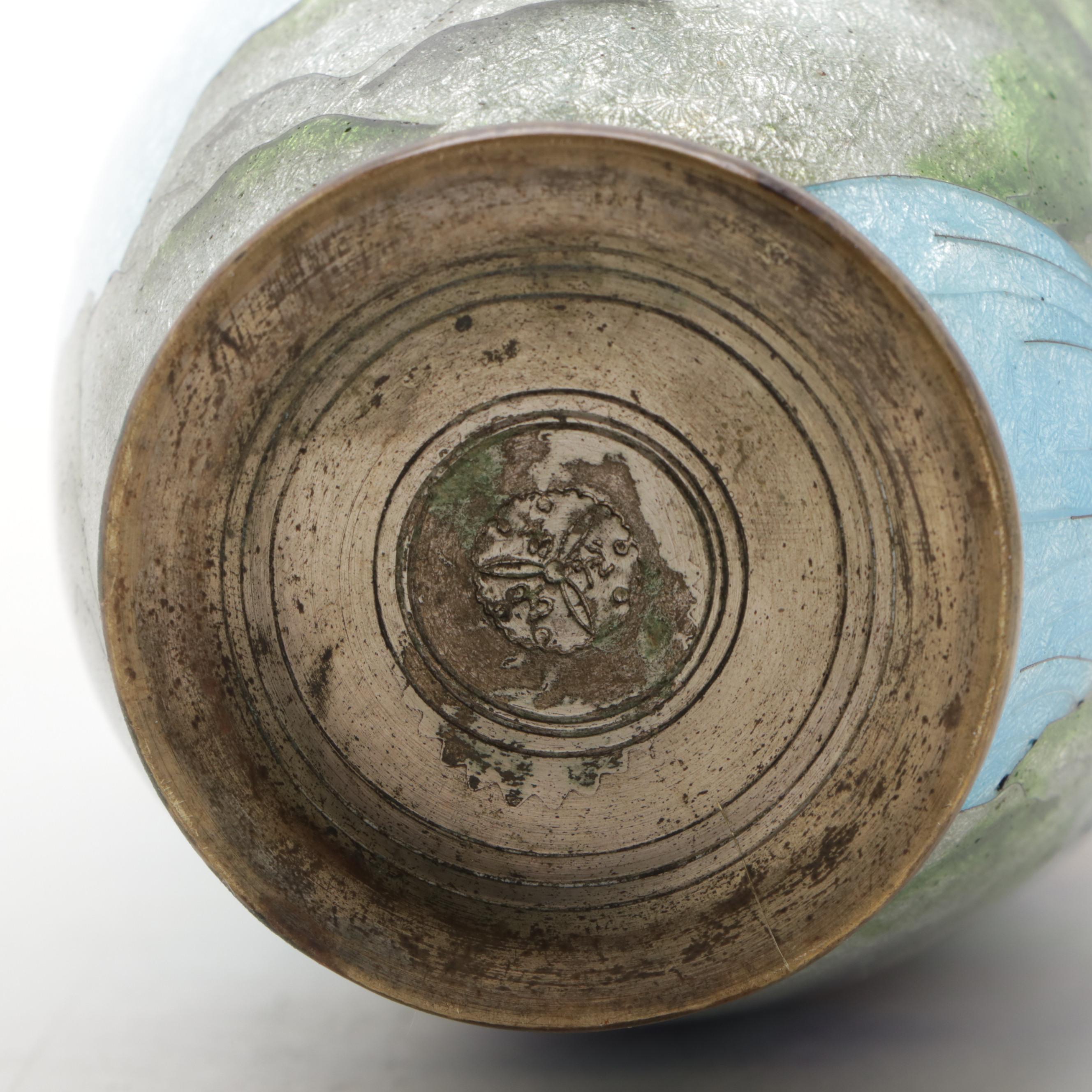 Japanese Ginbari Foil Cloisonné Vase of Kannon Goddess of Mercy