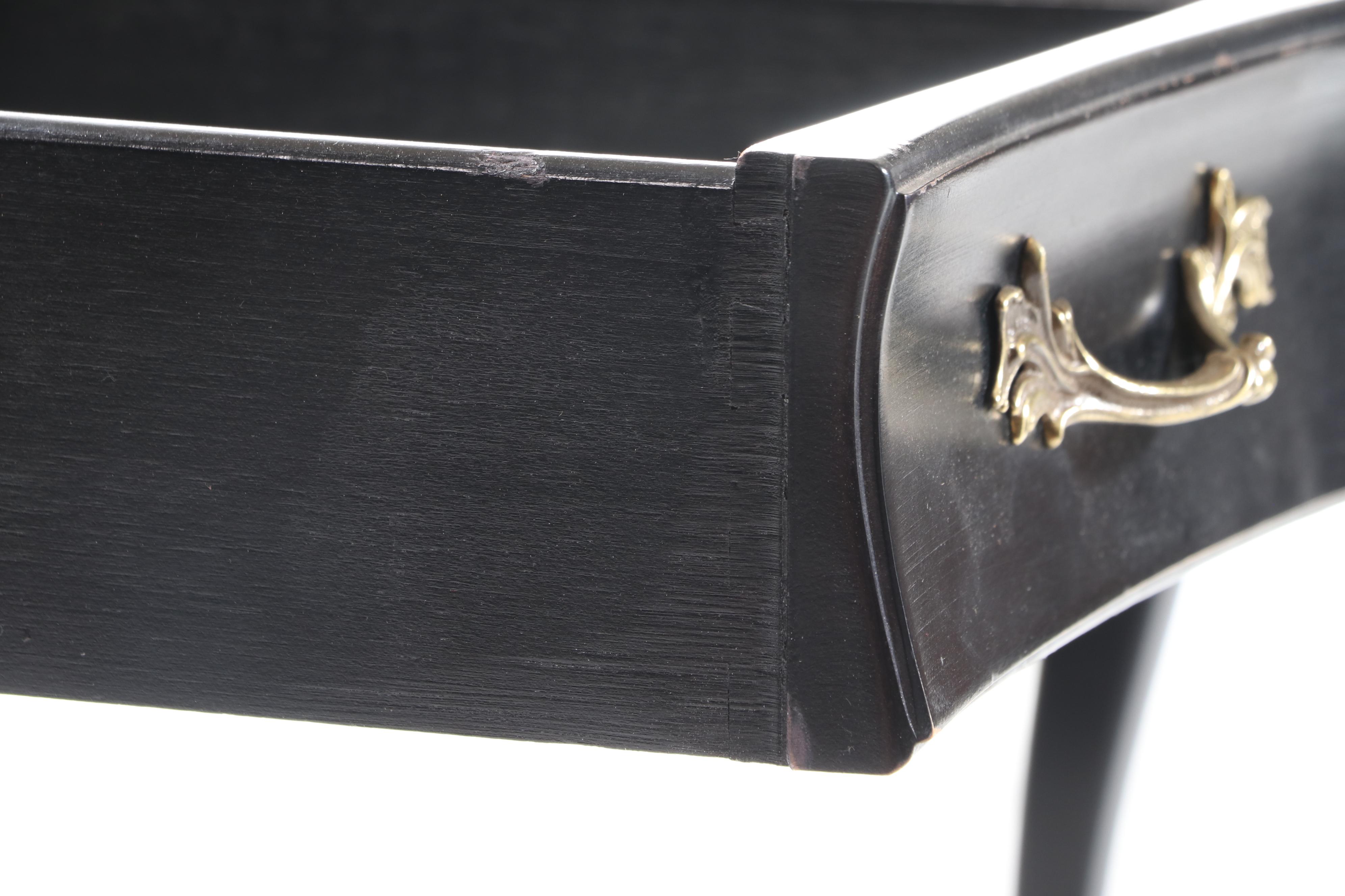 Gilt-Metal Mounted, Ebonized Wood and Green Marble Top Bureau Plat