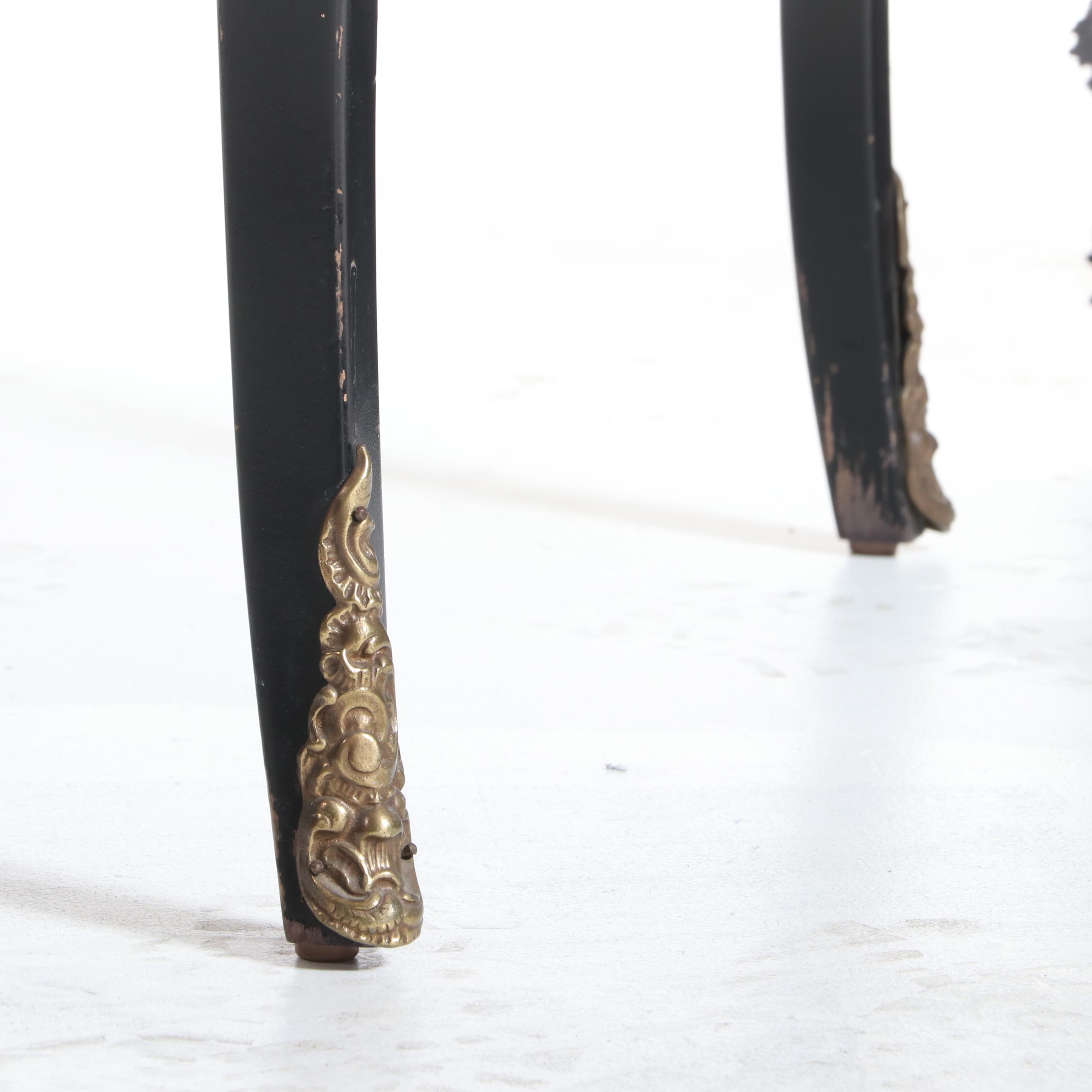 Gilt-Metal Mounted, Ebonized Wood and Green Marble Top Bureau Plat