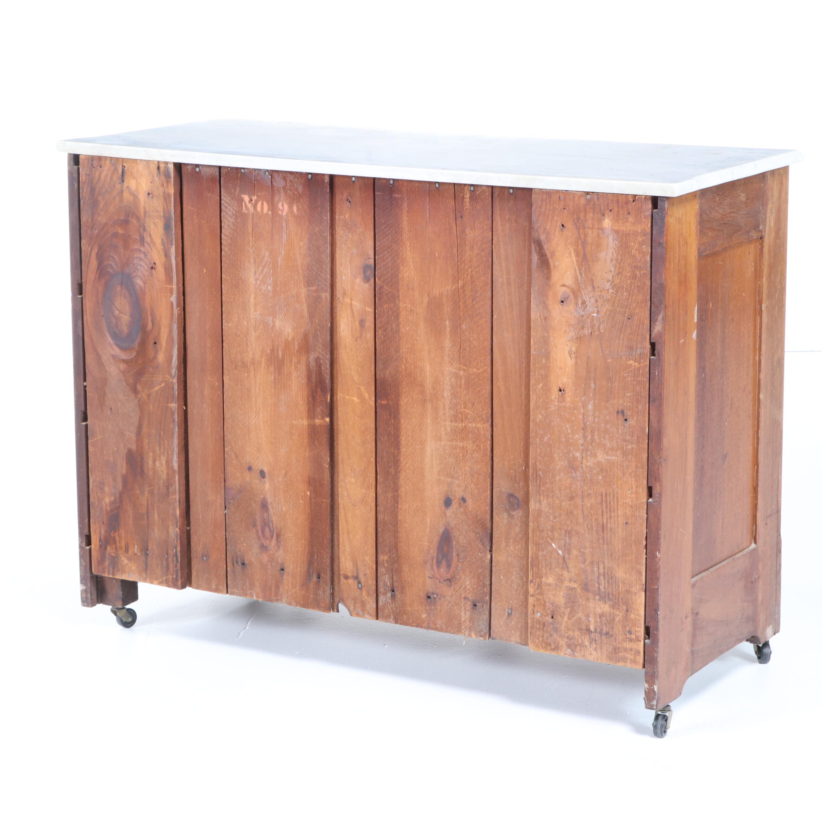 Victorian Eastlake Walnut and Marble Top Chest of Drawers, Late 19th Century